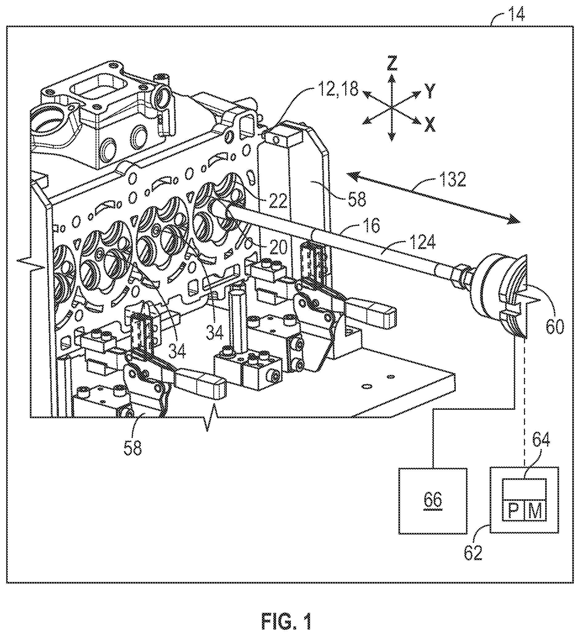 Patent US12479013 Figure 1 – Tooling assembly for cleaning a cylinder head using pressurized fluid and a method for the same