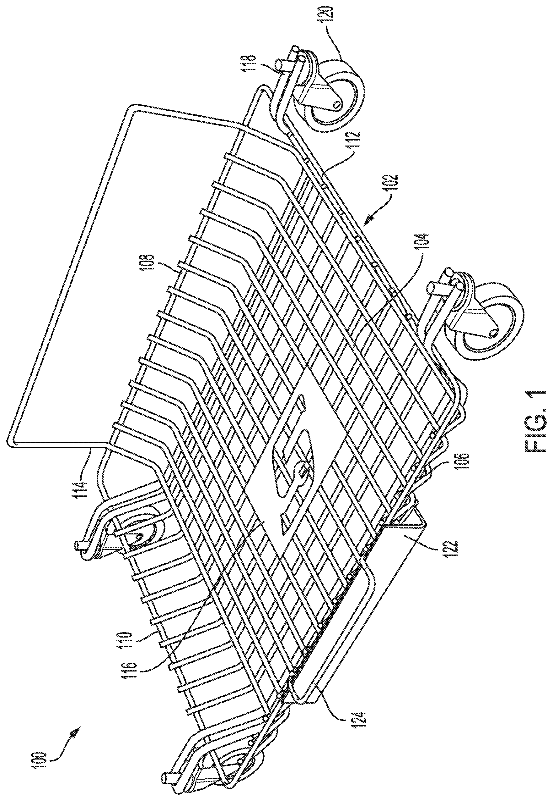 Patent US12479081 Figure 1 – Storage bin with retaining feature