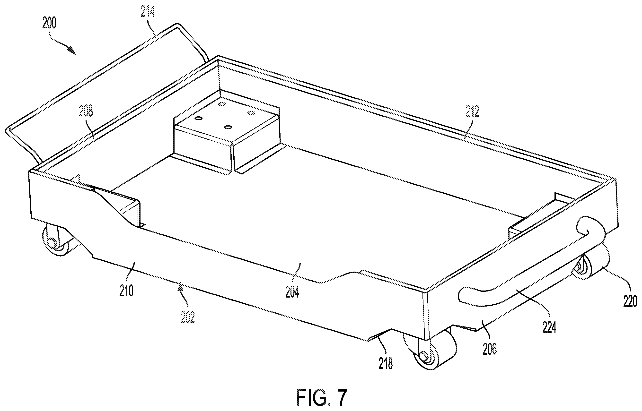 Patent US12479081 Figure 7 – Storage bin with retaining feature