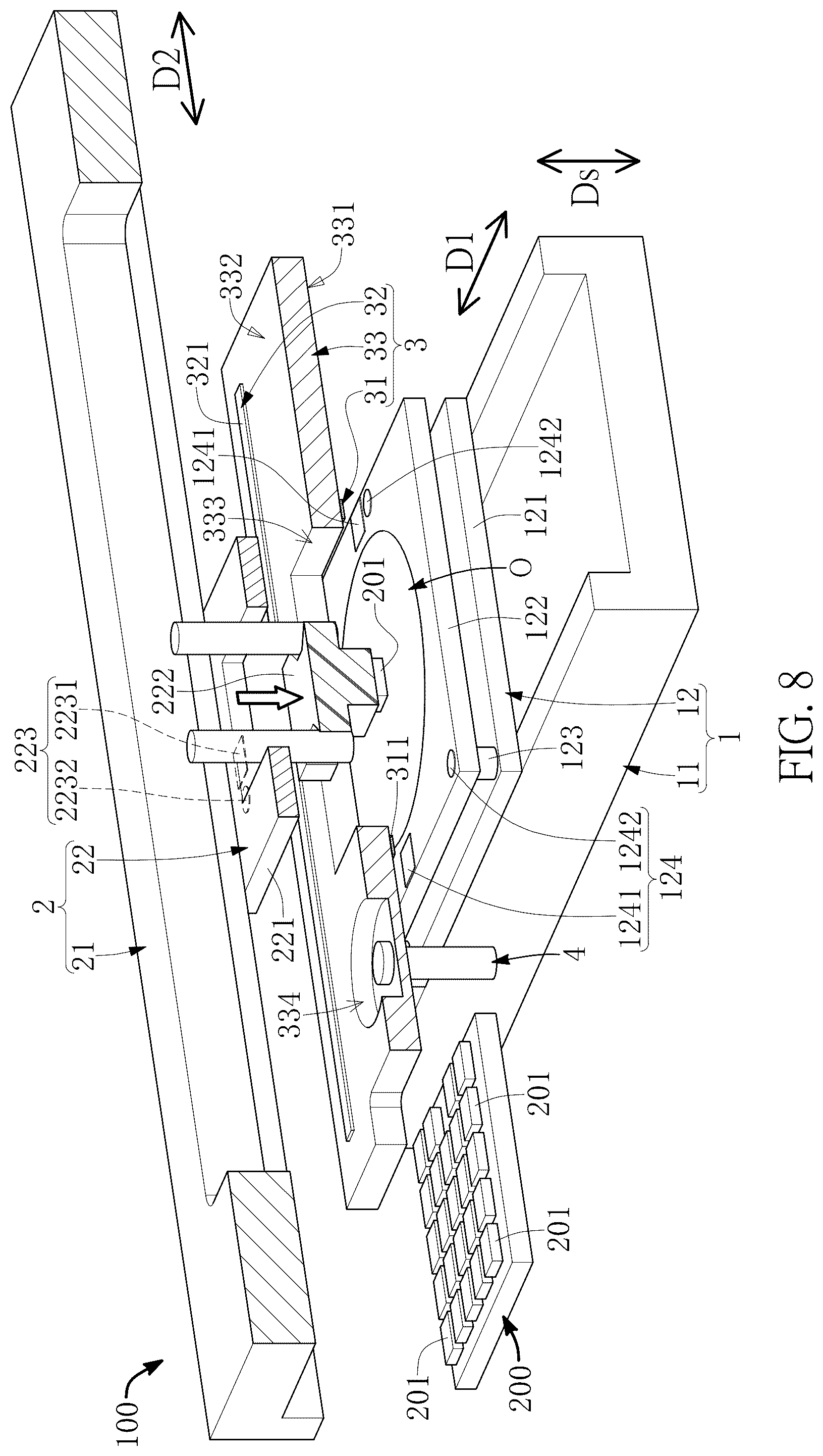 Patent US12479084 Figure 8 – Multi-axis operation apparatus in opposite arrangement