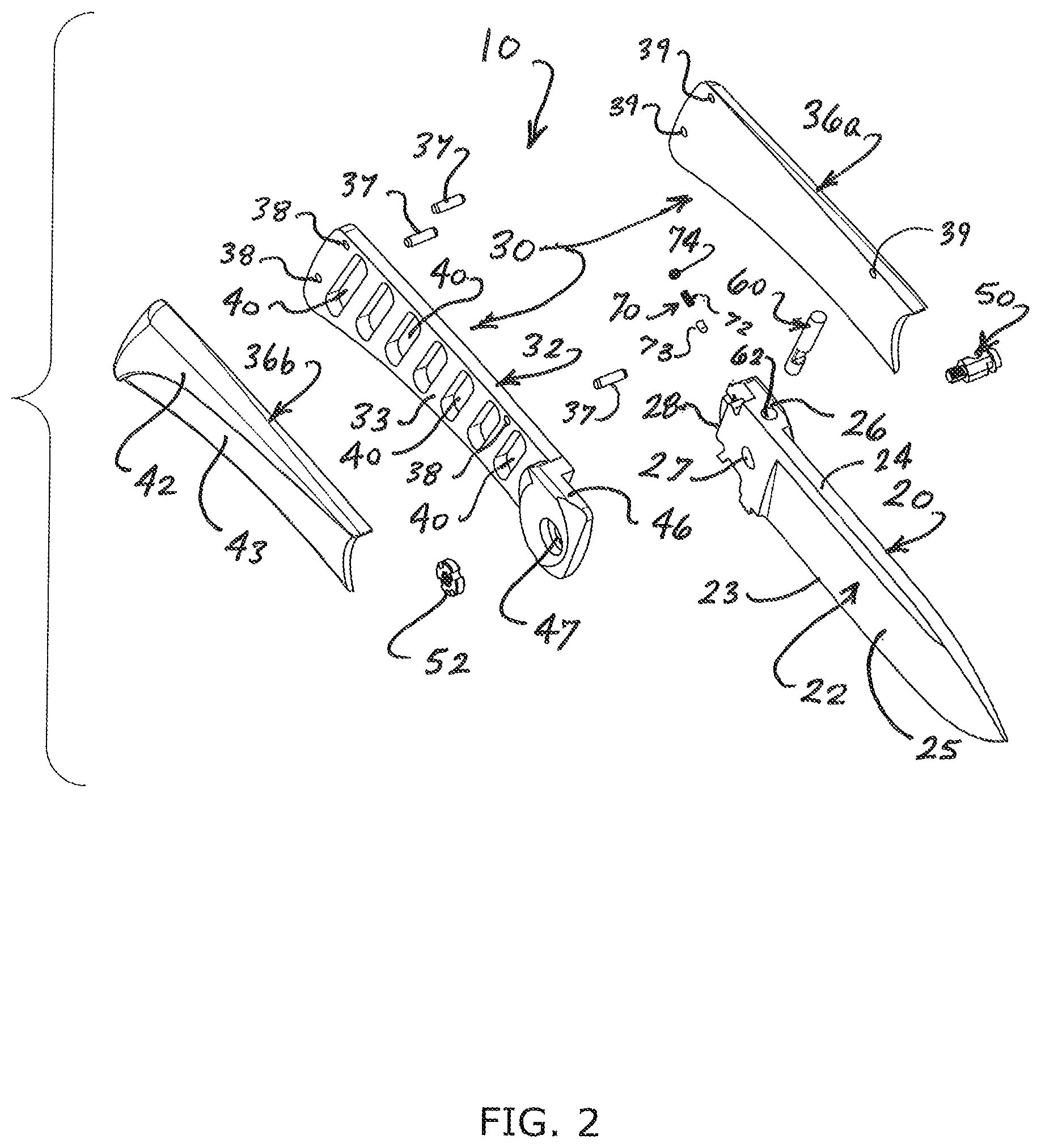 Patent US12479115 Figure 2 – Fixed blade folding knife assembly