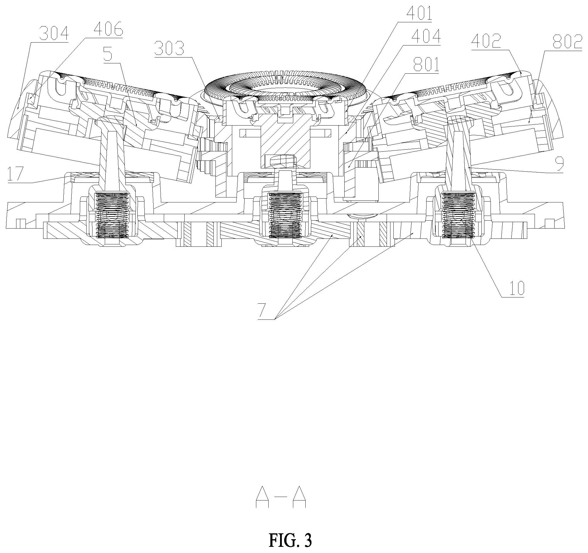 Patent US12479117 Figure 3 – Dual-power multi-head electric shaver