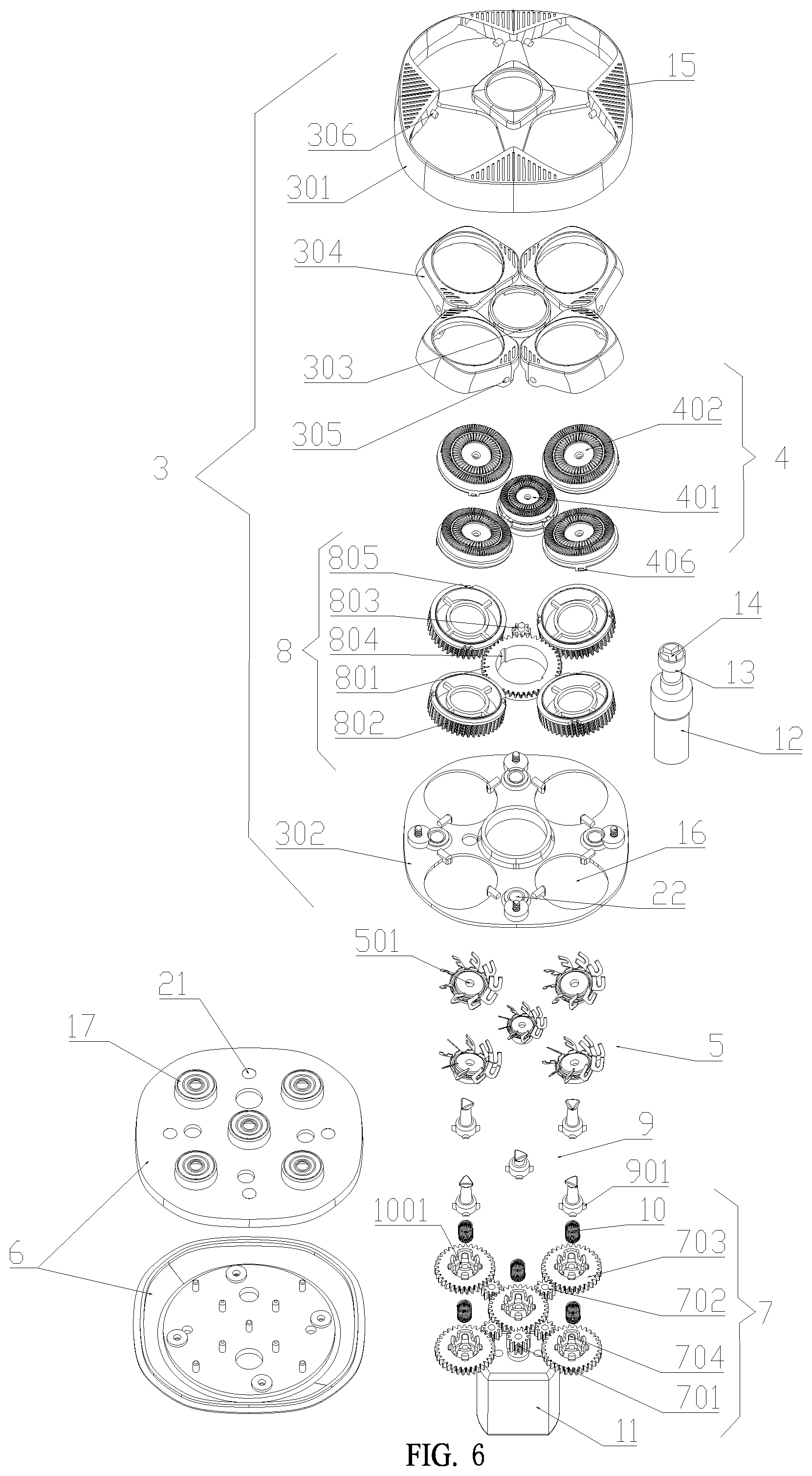 Patent US12479117 Figure 6 – Dual-power multi-head electric shaver