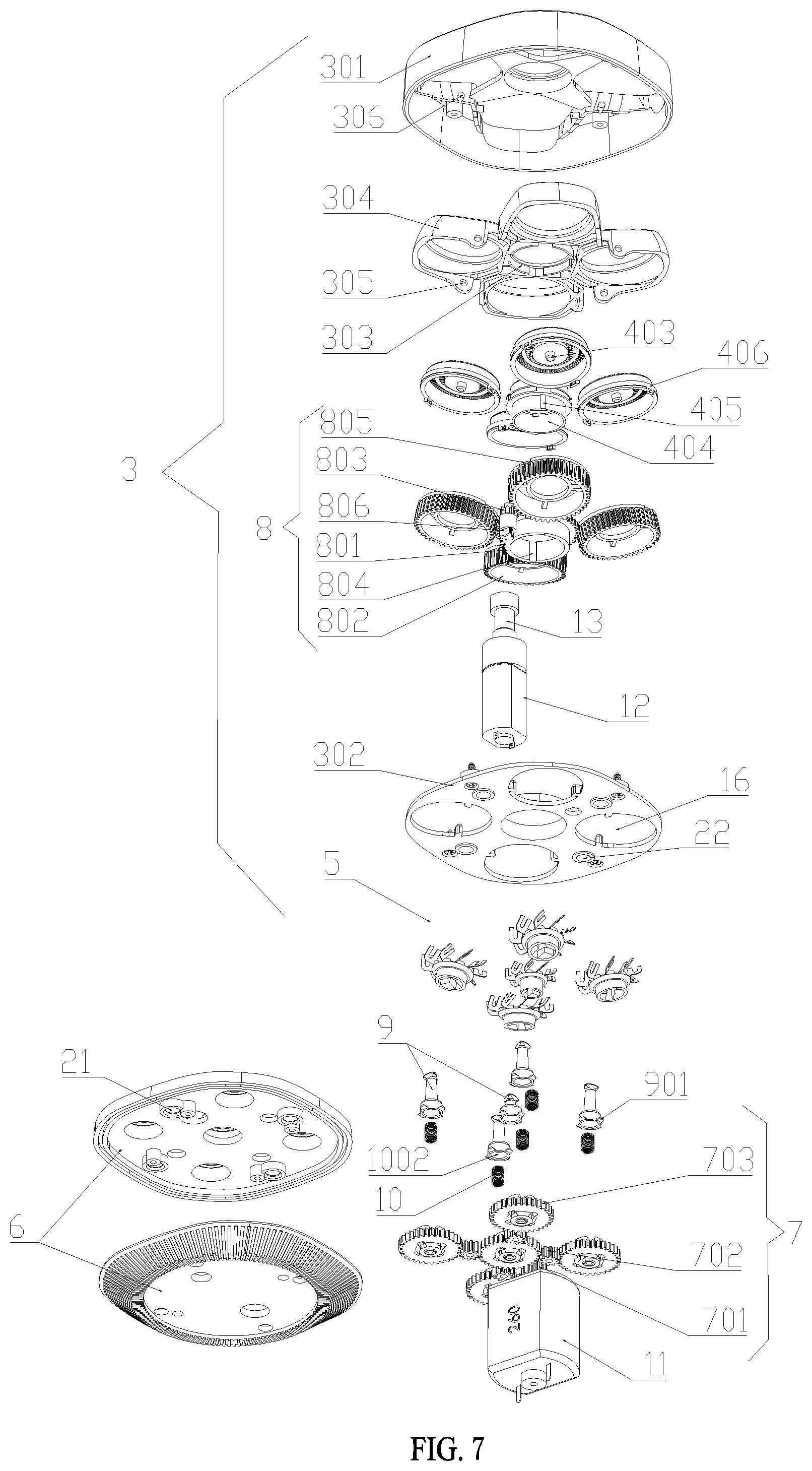 Patent US12479117 Figure 7 – Dual-power multi-head electric shaver