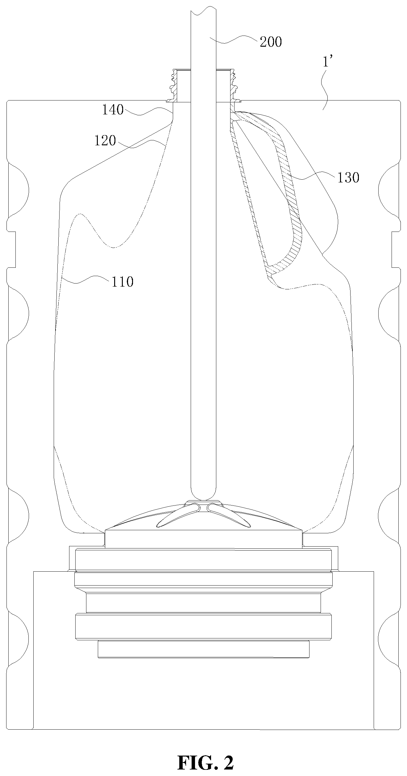 Patent US12479150 Figure 2 – Bottle blowing mold, bottle blowing machine and plastic bottle
