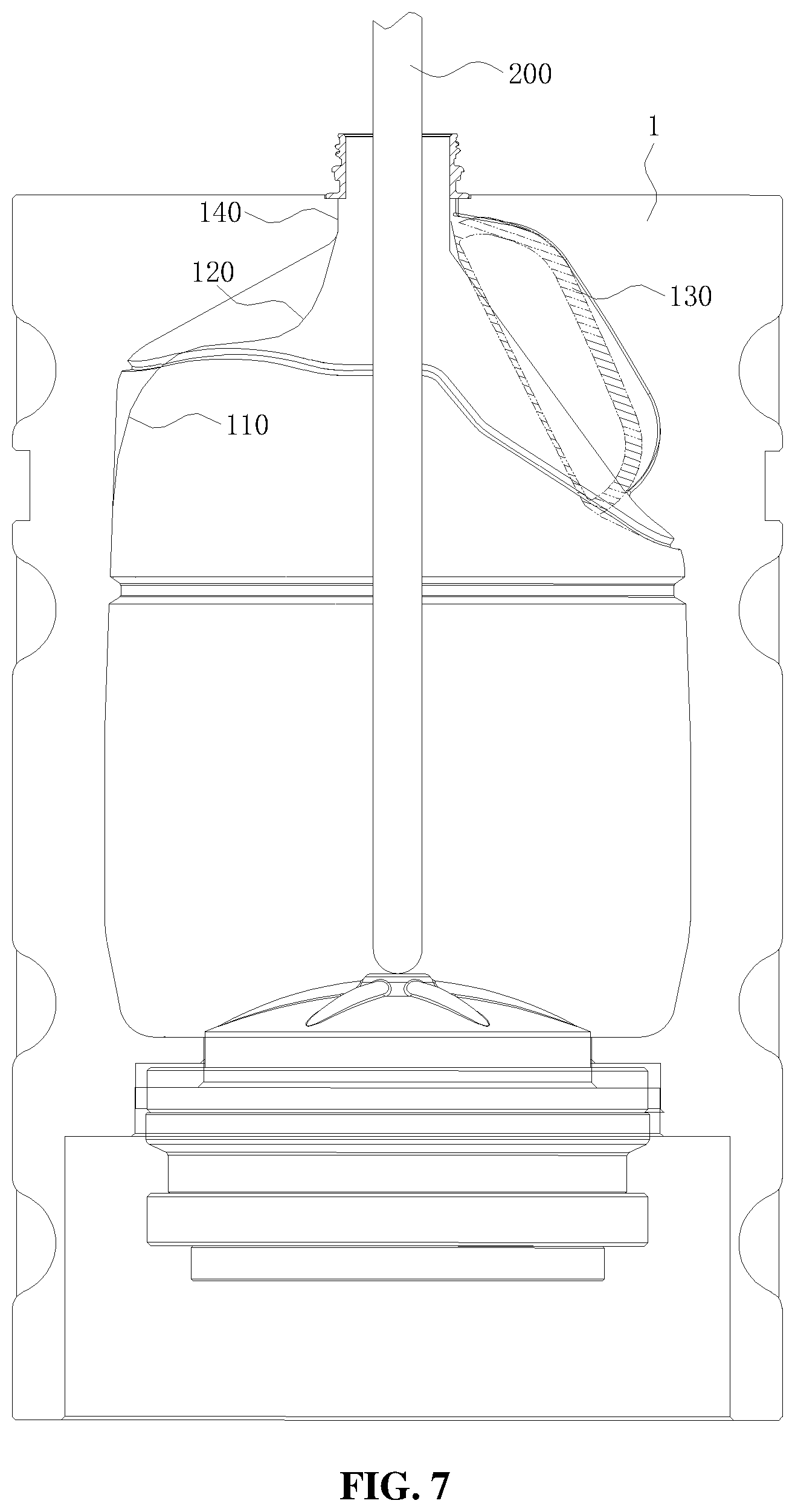 Patent US12479150 Figure 6 – Bottle blowing mold, bottle blowing machine and plastic bottle