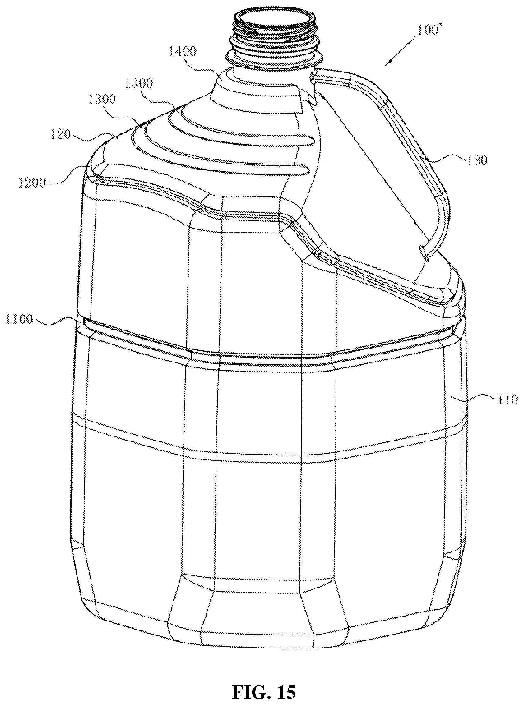 Patent US12479150 Figure 13 – Bottle blowing mold, bottle blowing machine and plastic bottle