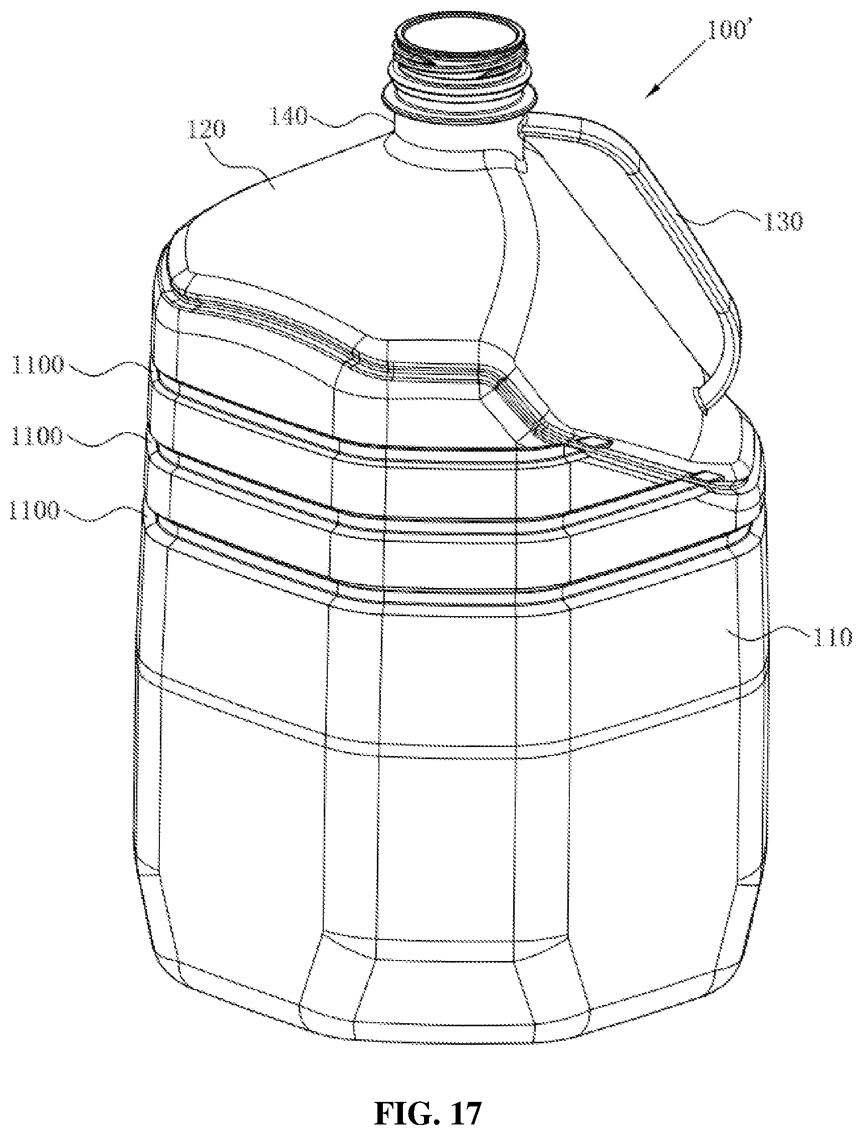 Patent US12479150 Figure 15 – Bottle blowing mold, bottle blowing machine and plastic bottle