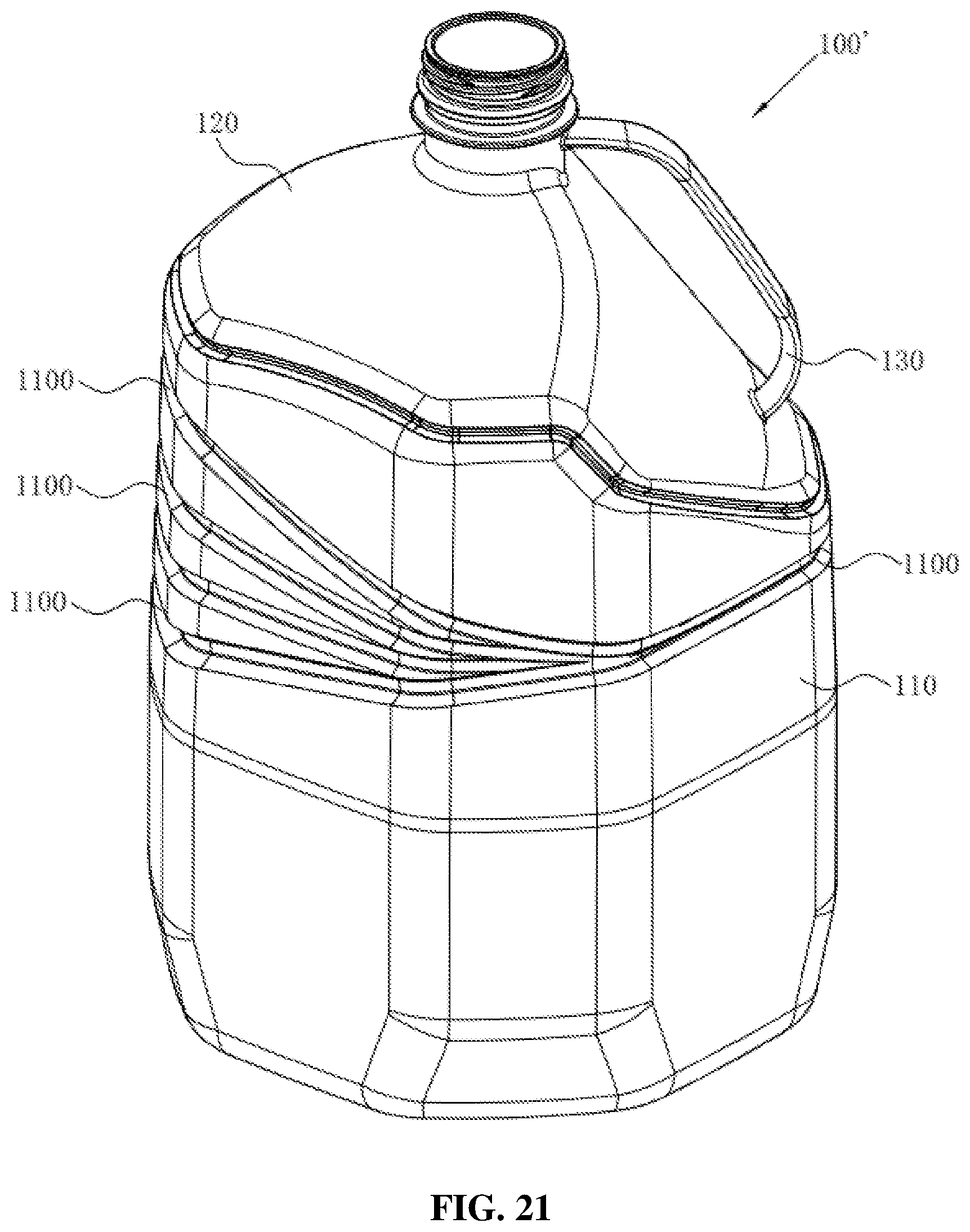 Patent US12479150 Figure 19 – Bottle blowing mold, bottle blowing machine and plastic bottle