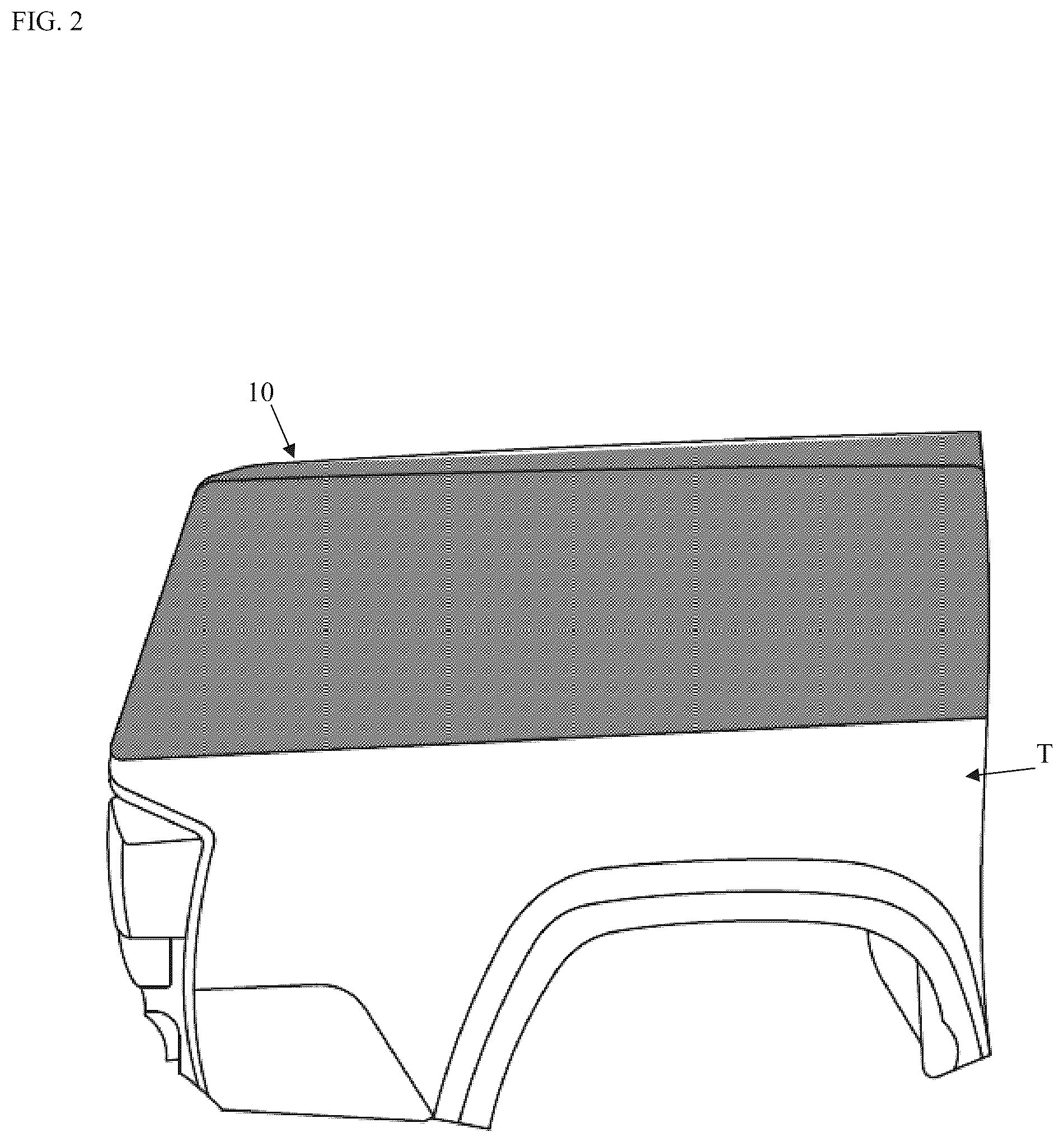 Patent US12479172 Figure 2 – Truck cap and method of making a truck cap using a closed-cavity bag molding process