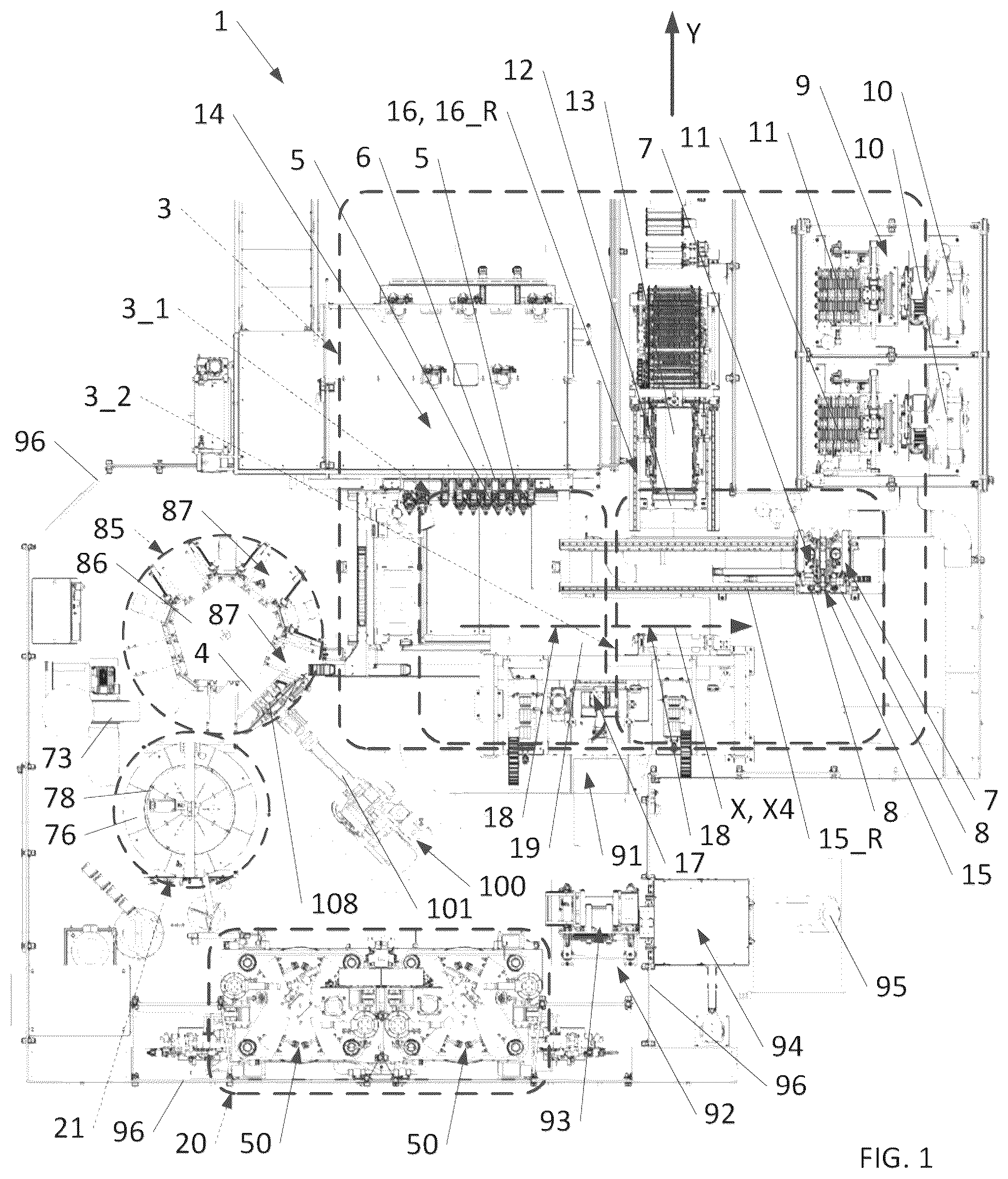 Patent US12479177 Figure 1 – Facility and method for manufacturing an annular tire on a lightweight monolithic core