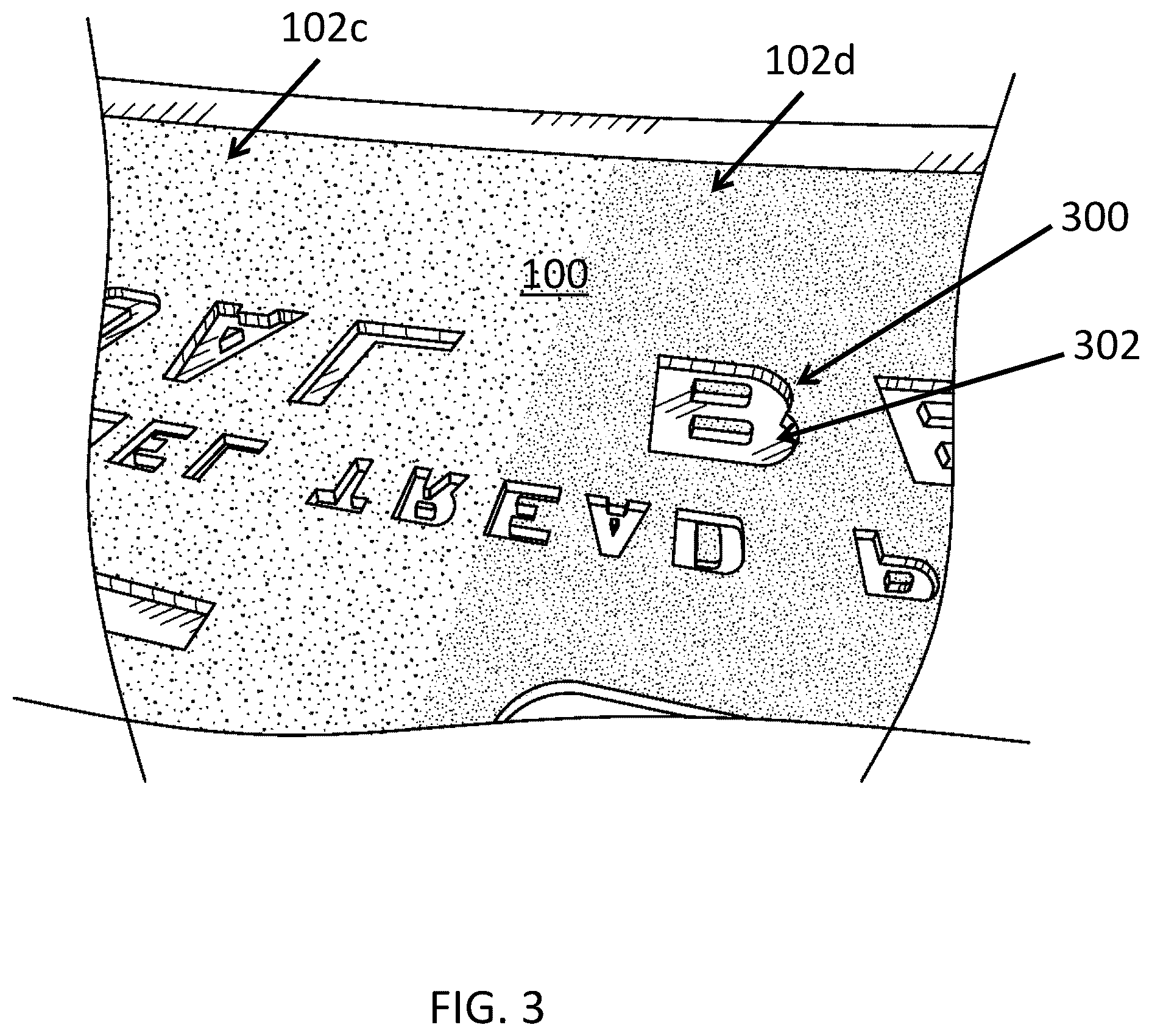 Patent US12479178 Figure 3 – Pneumatic tire with a textured surface, method of manufacturing, and textured mold