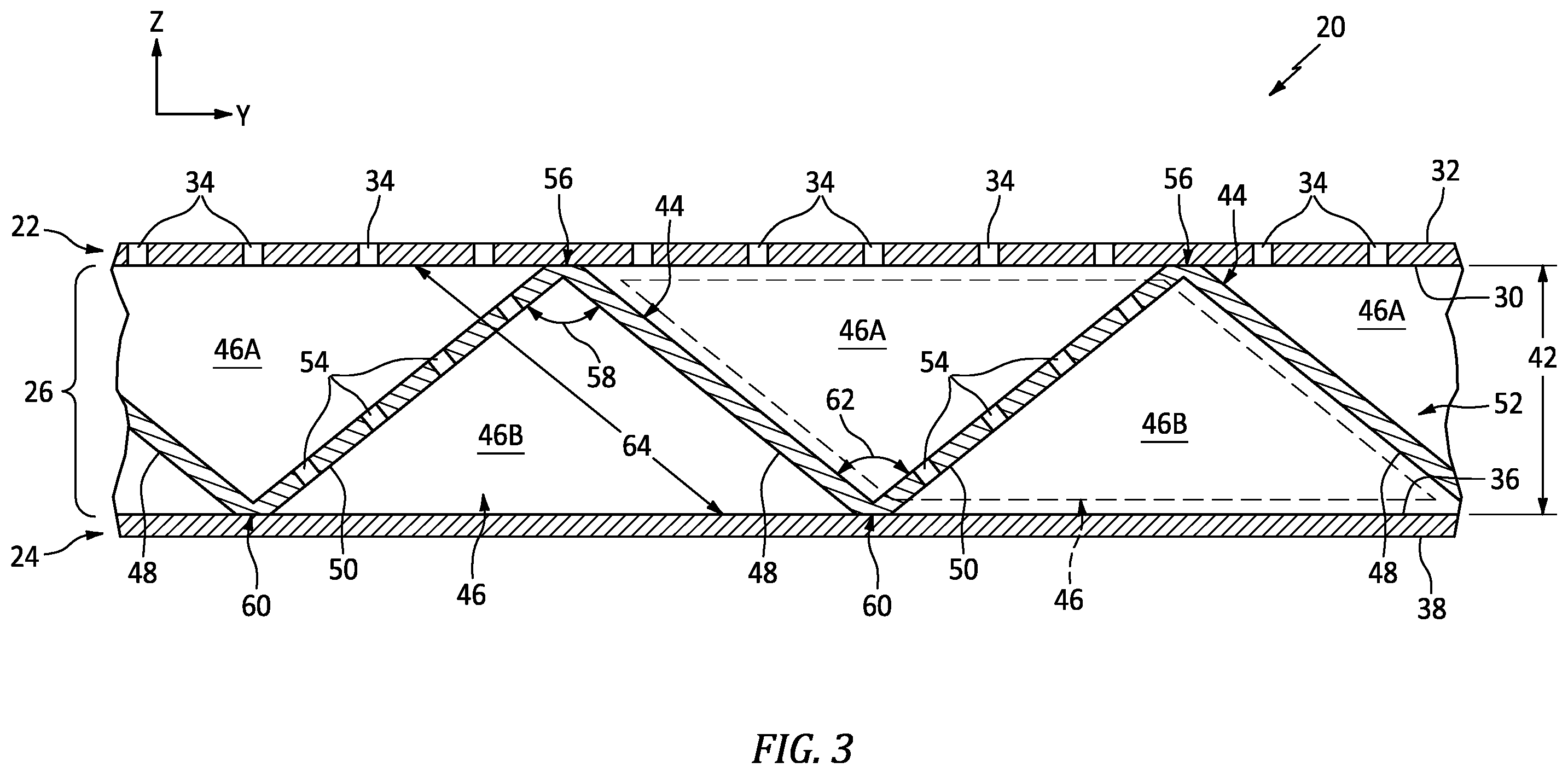 Patent US12479201 Figure 3 – Forming pattern for cellular core by folding material