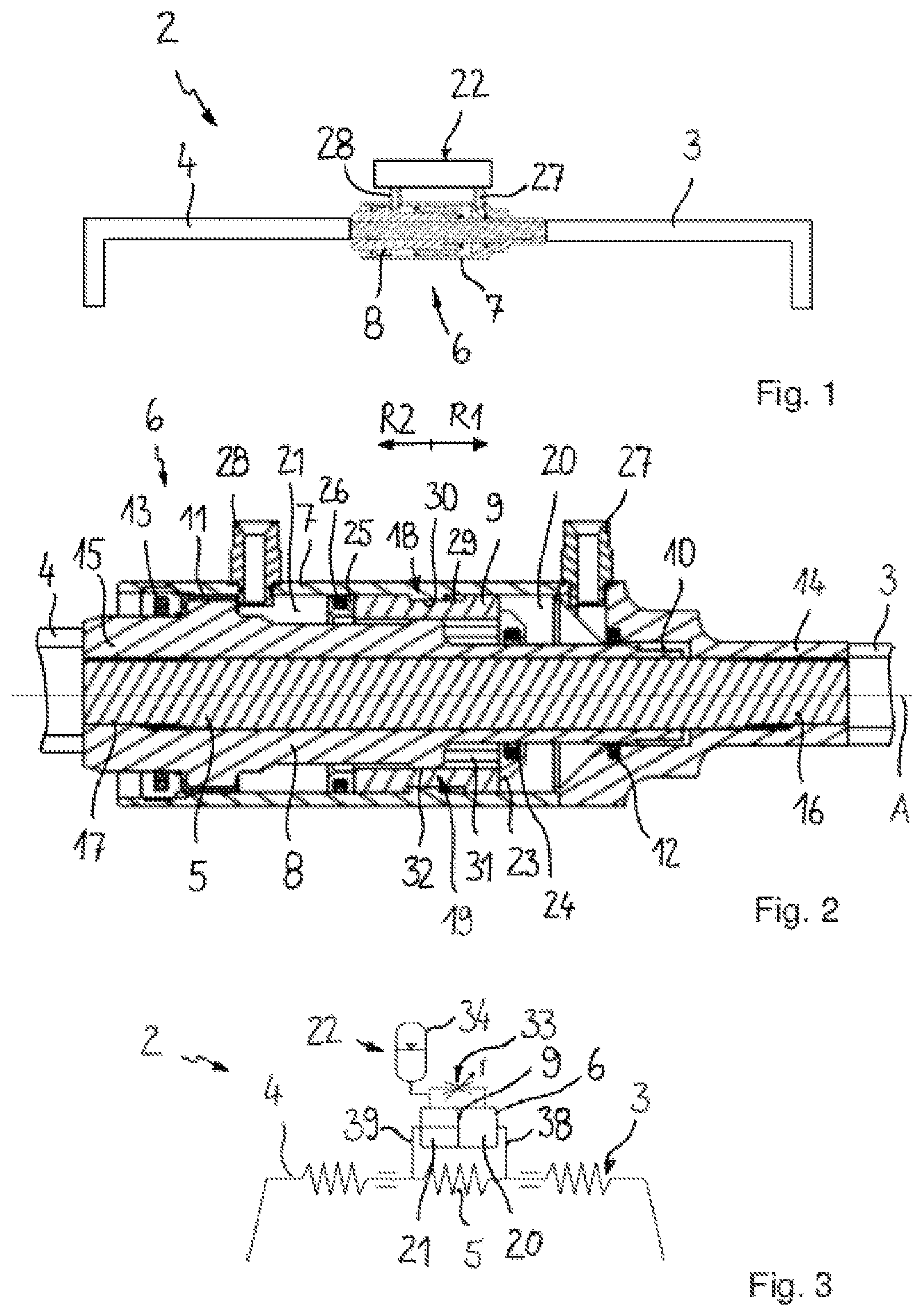 Patent US12479252 Figure 1 – Stabilizer assembly with actuator for a two-track vehicle