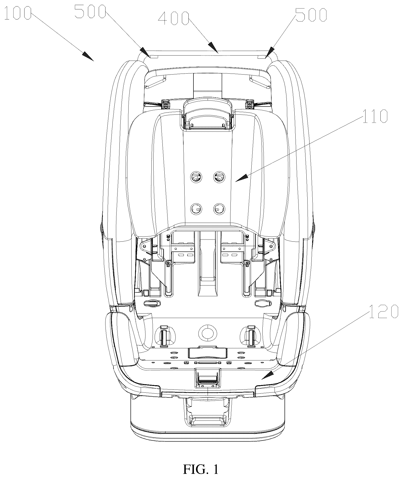Patent US12479340 Figure 1 – Child safety seat