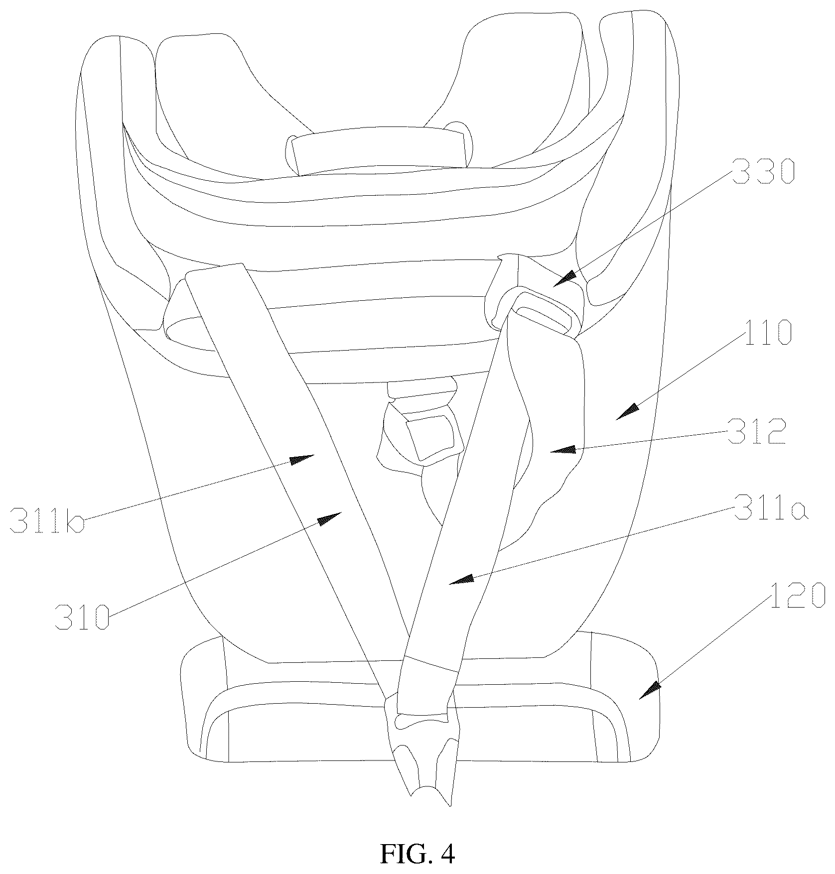 Patent US12479340 Figure 4 – Child safety seat