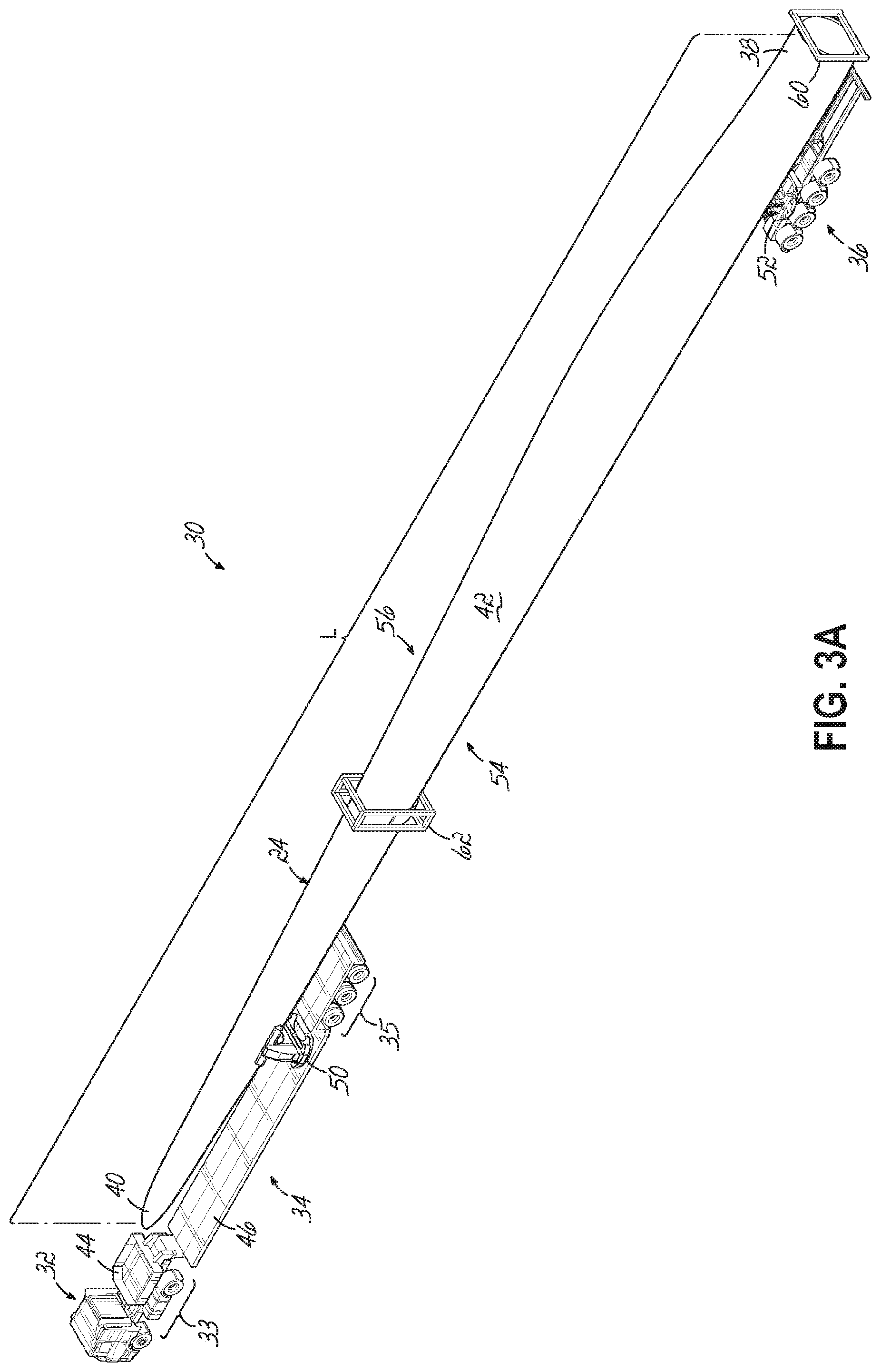 Patent US12479351 Figure 4 – Apparatuses, systems and methods for the transportation of wind turbine blades on roadways