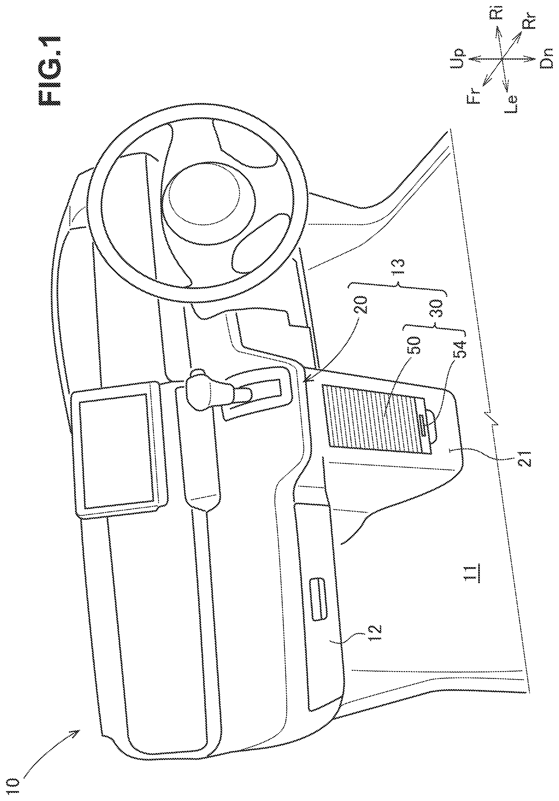 Patent US12479368 Figure 1 – Storage device for vehicle