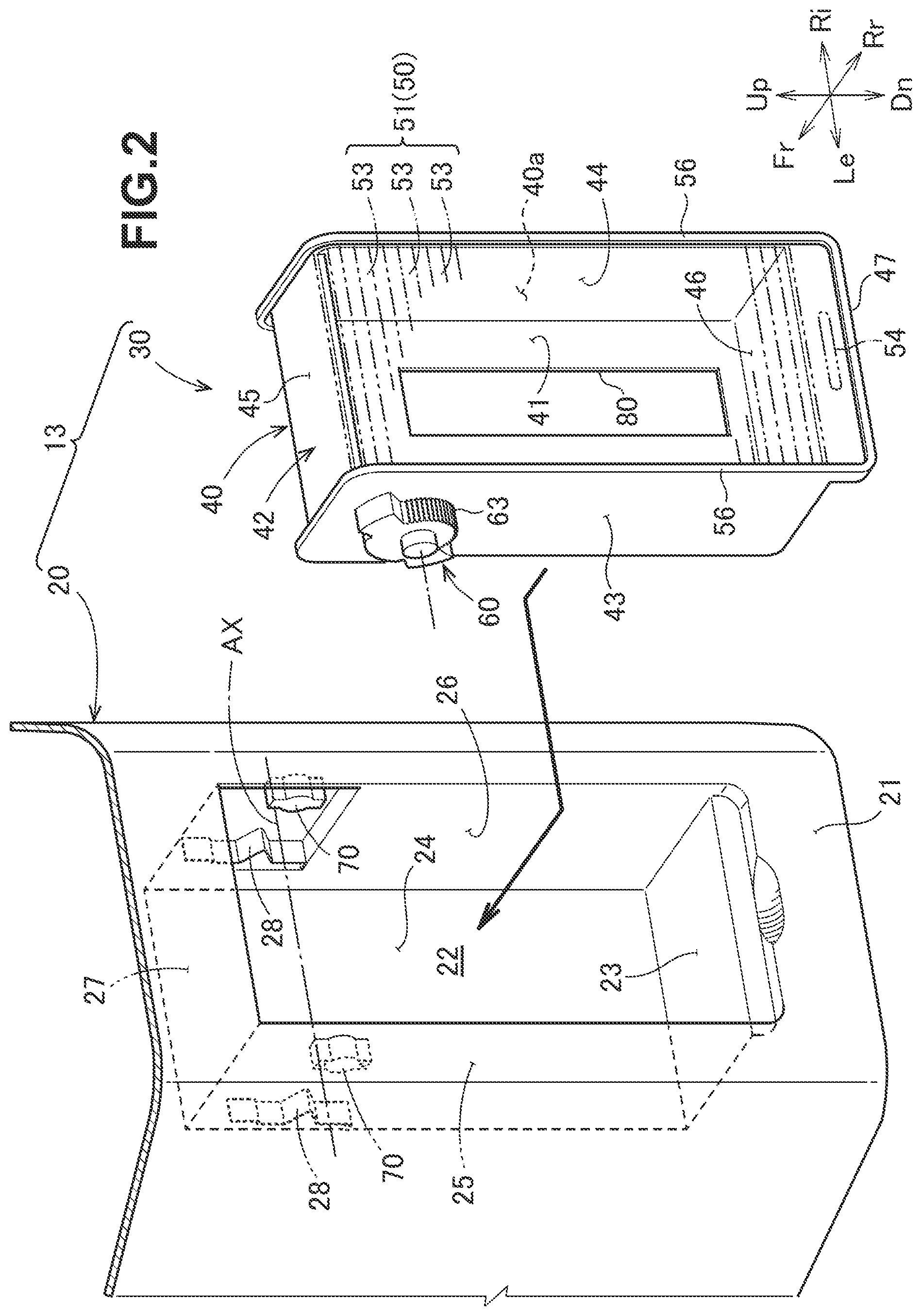 Patent US12479368 Figure 2 – Storage device for vehicle