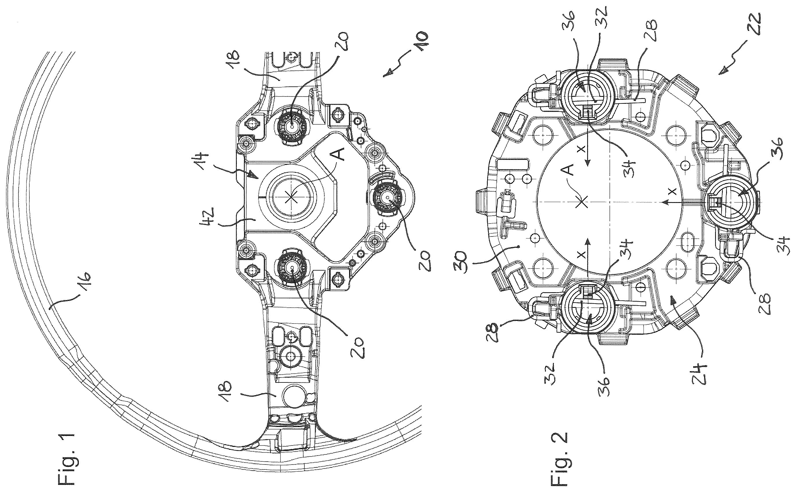 Patent US12479391 Figure 1 – Airbag module and vehicle steering unit have an airbag module of this type