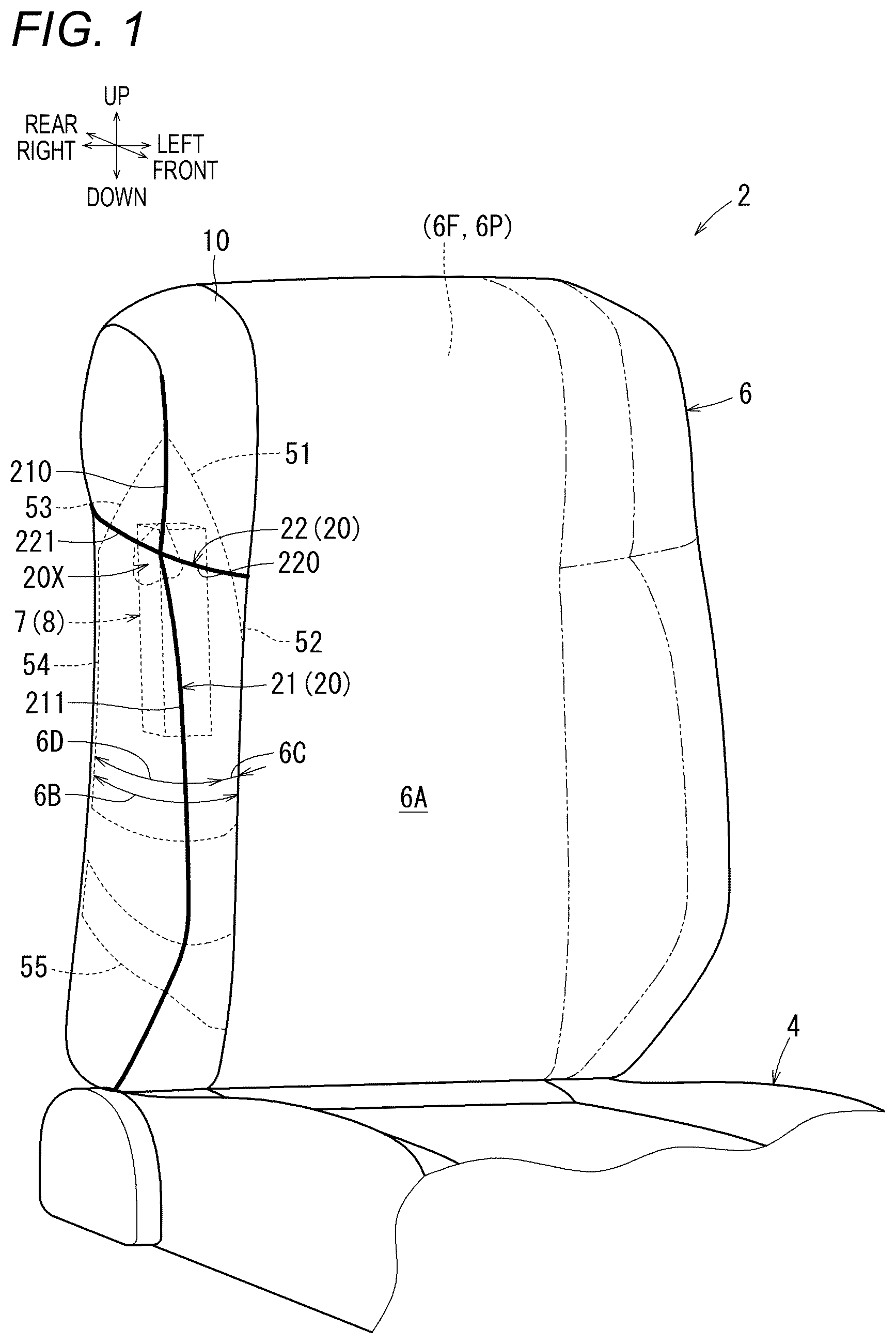 Patent US12479393 Figure 1 – Vehicle seat