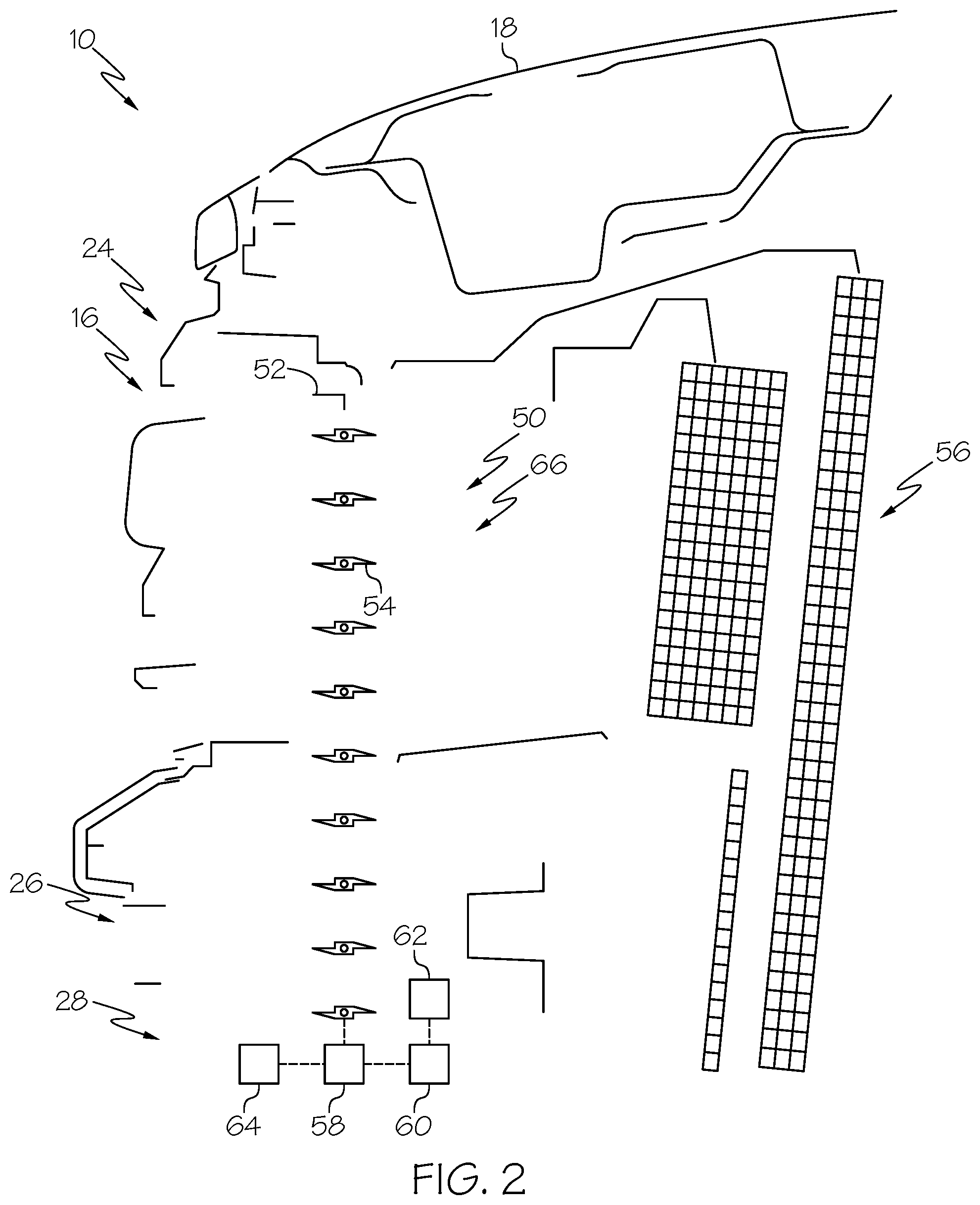 Patent US12479397 Figure 2 – Grille shutters with active upper load path and vehicles including same