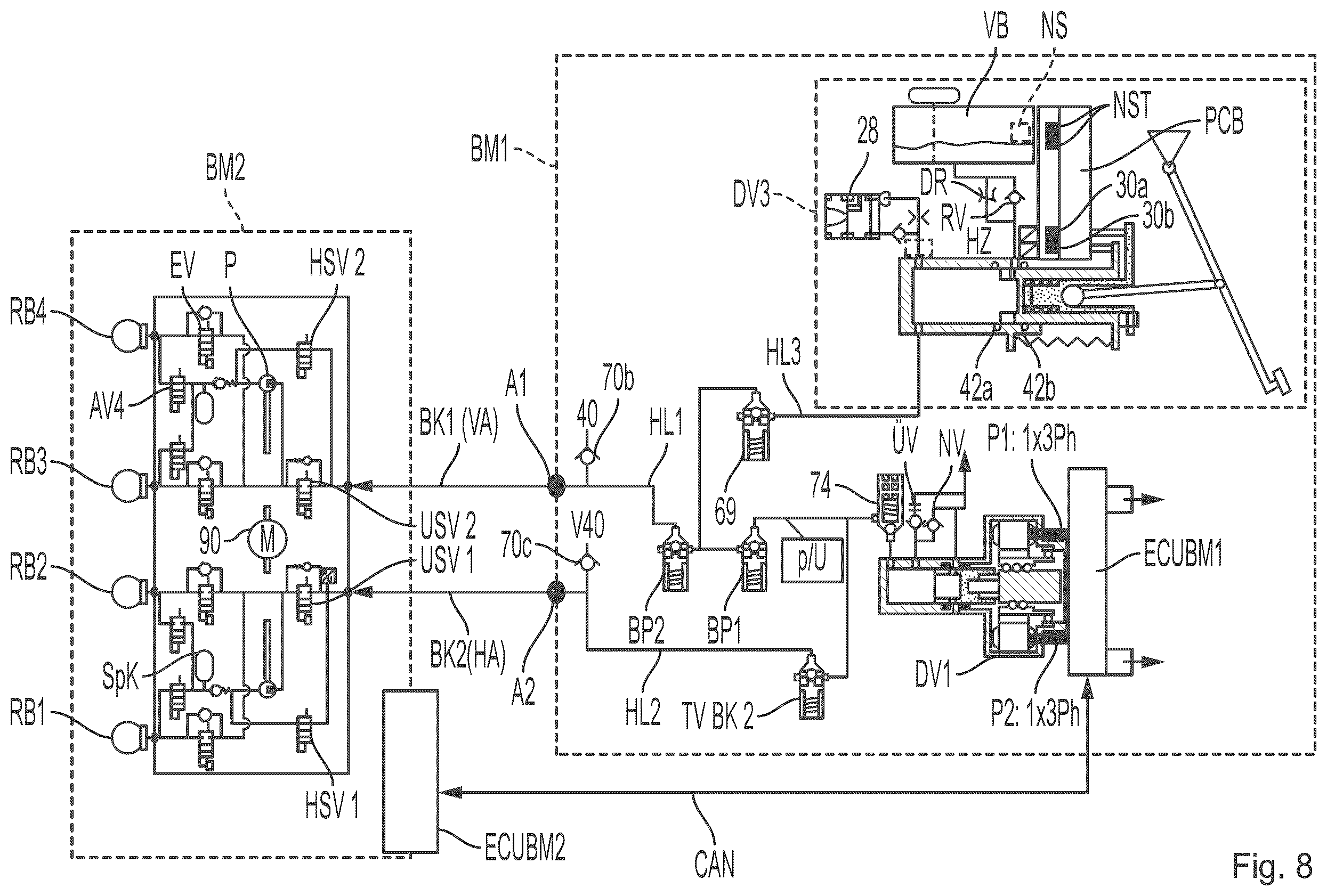 Patent US12479404 Figure 8 – Driving dynamics system, electric vehicle with central control