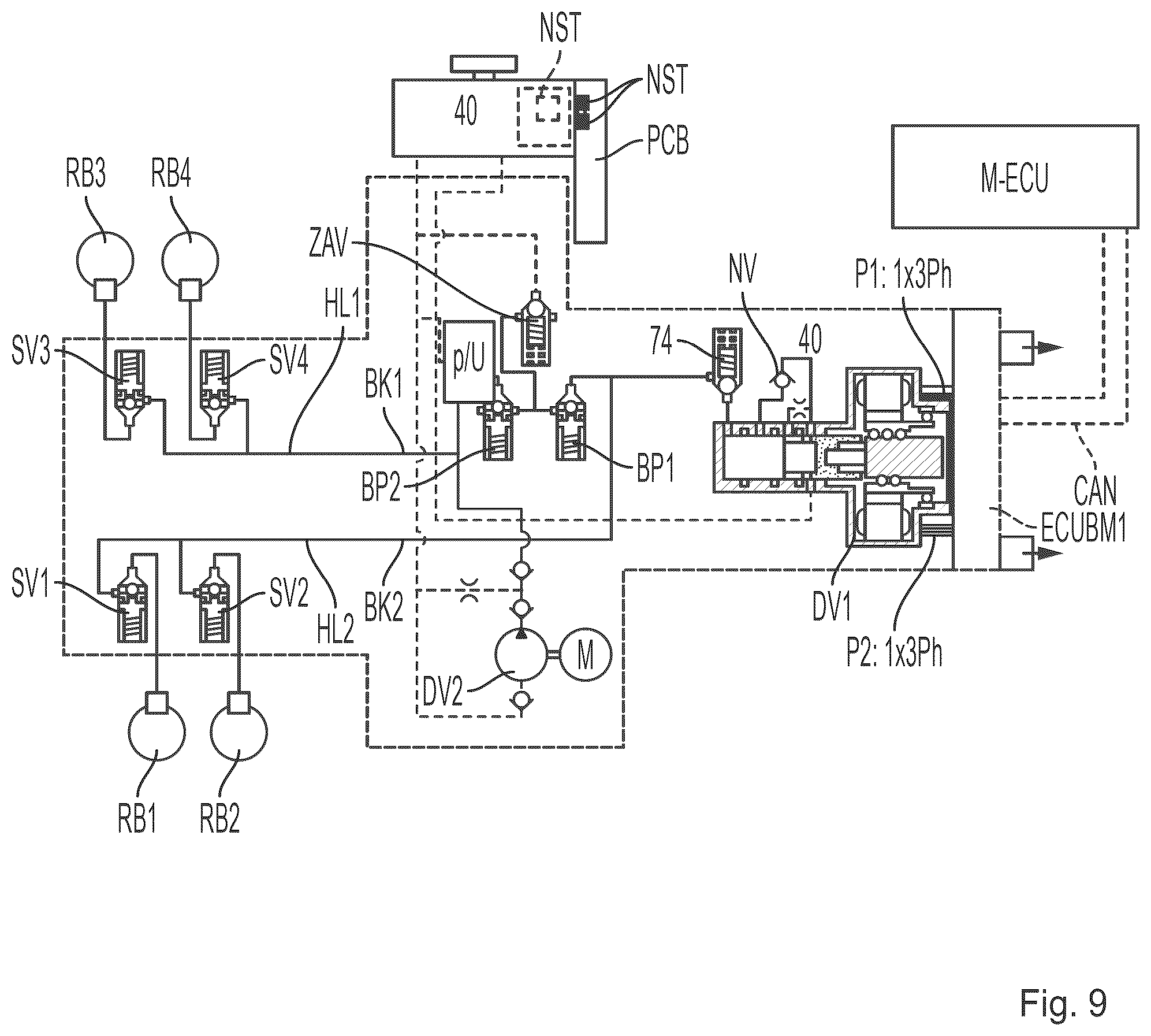 Patent US12479404 Figure 9 – Driving dynamics system, electric vehicle with central control