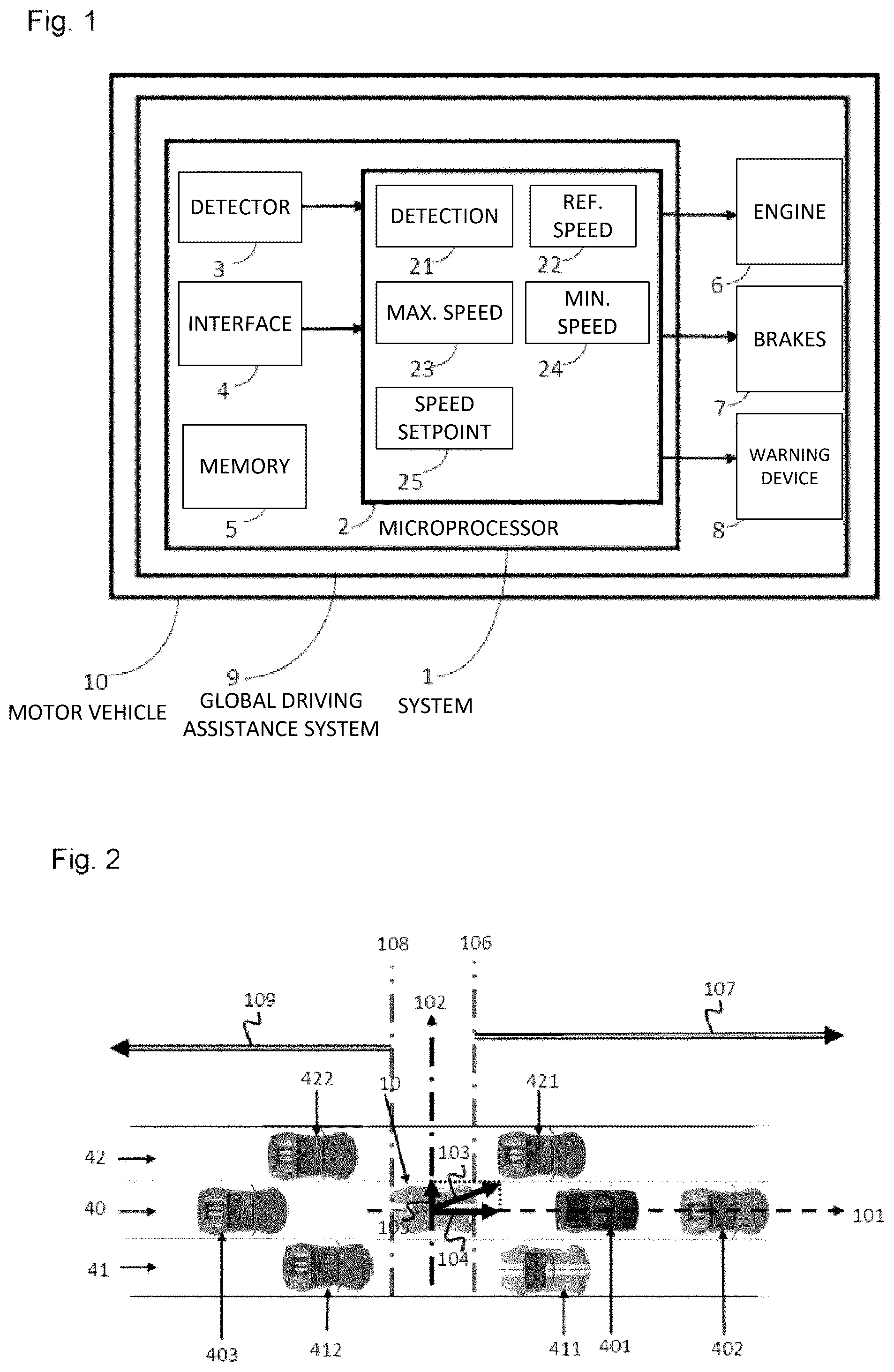 Patent US12479429 Figure 1 – Method for automatically managing the longitudinal speed of a vehicle