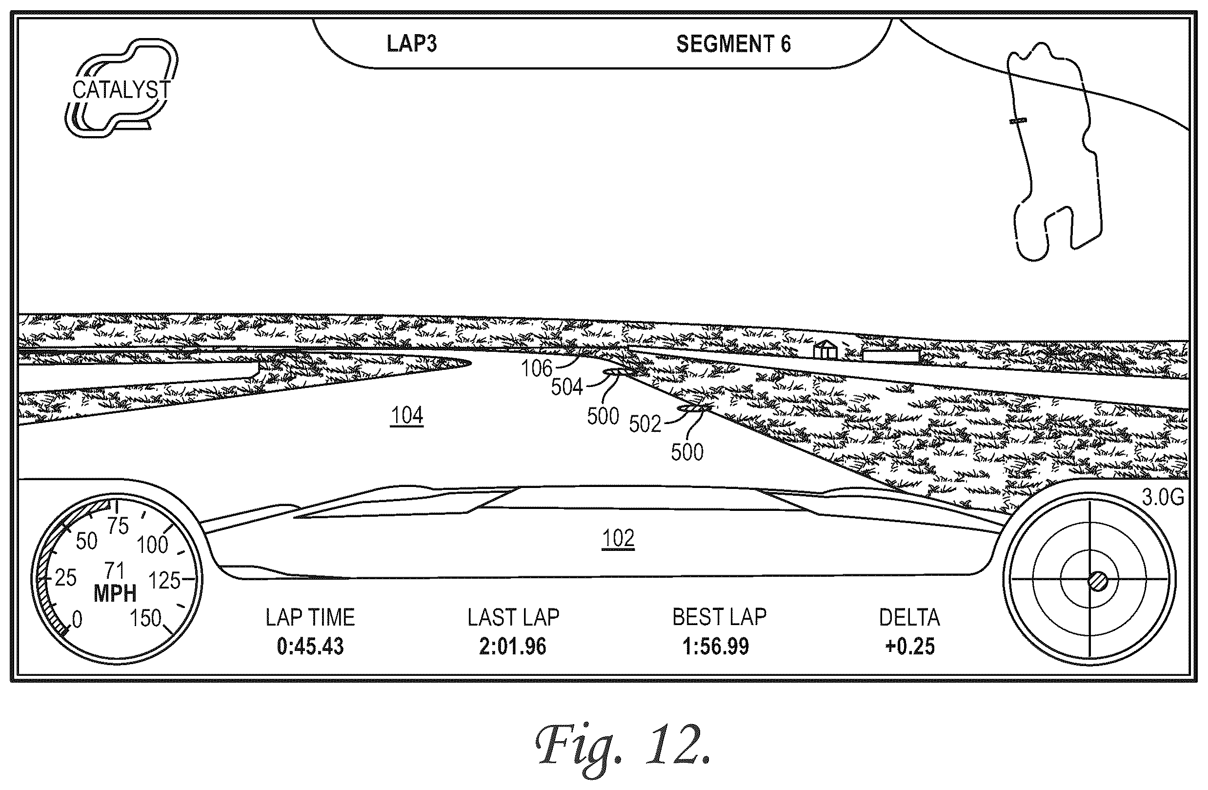 Patent US12479455 Figure 15 – Racing coach device with tire temperature sensor