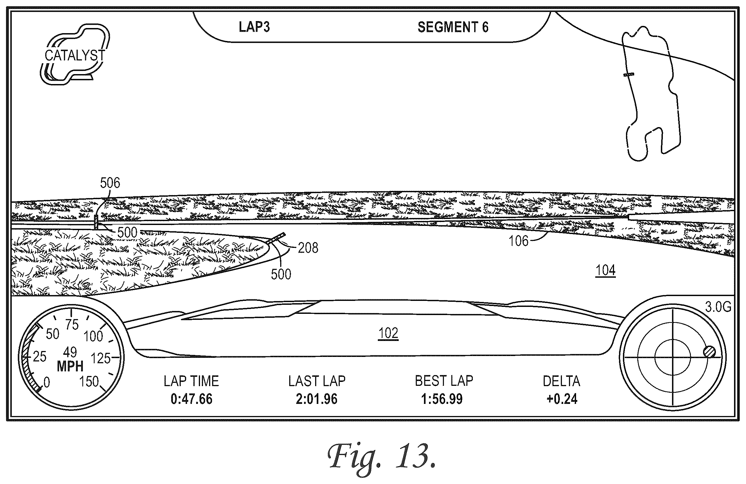 Patent US12479455 Figure 16 – Racing coach device with tire temperature sensor