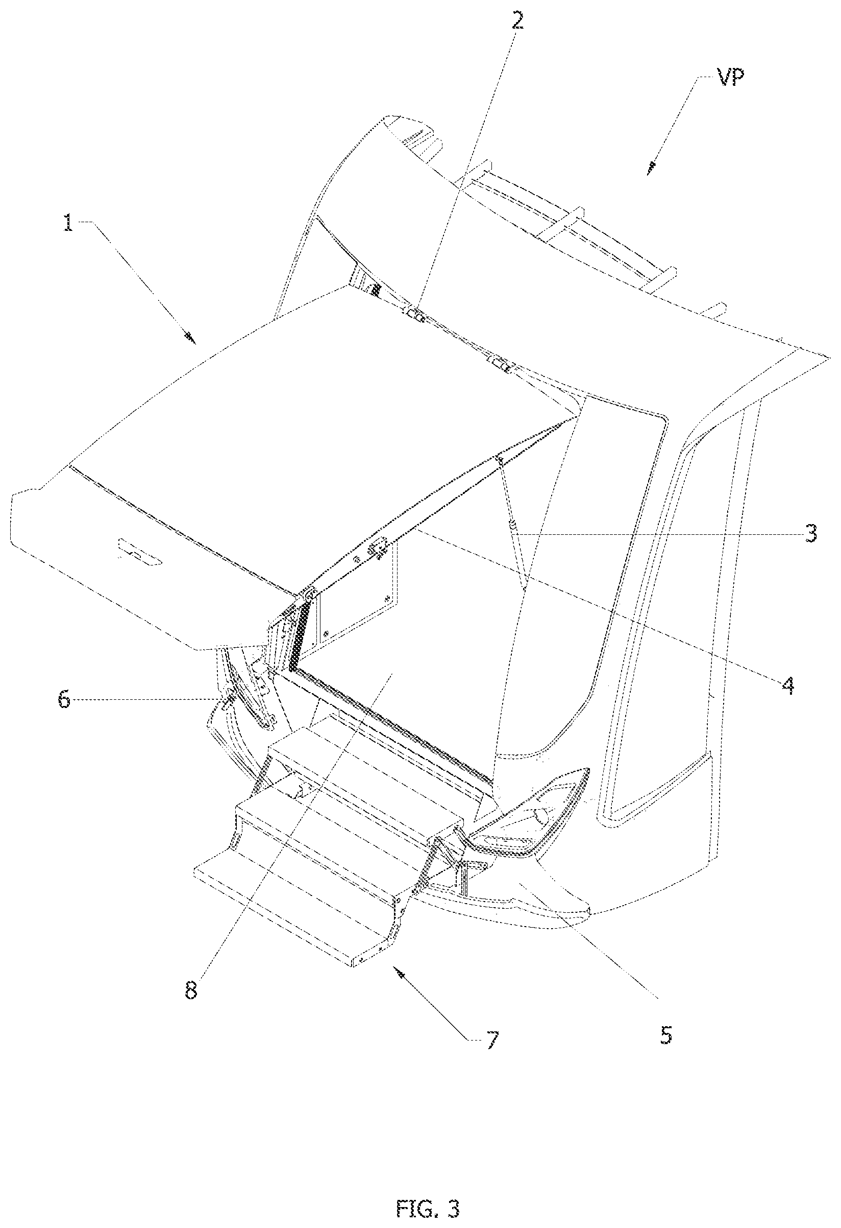 Patent US12479479 Figure 3 – Emergency front door for pneumatically-propelled vehicles on an elevated track