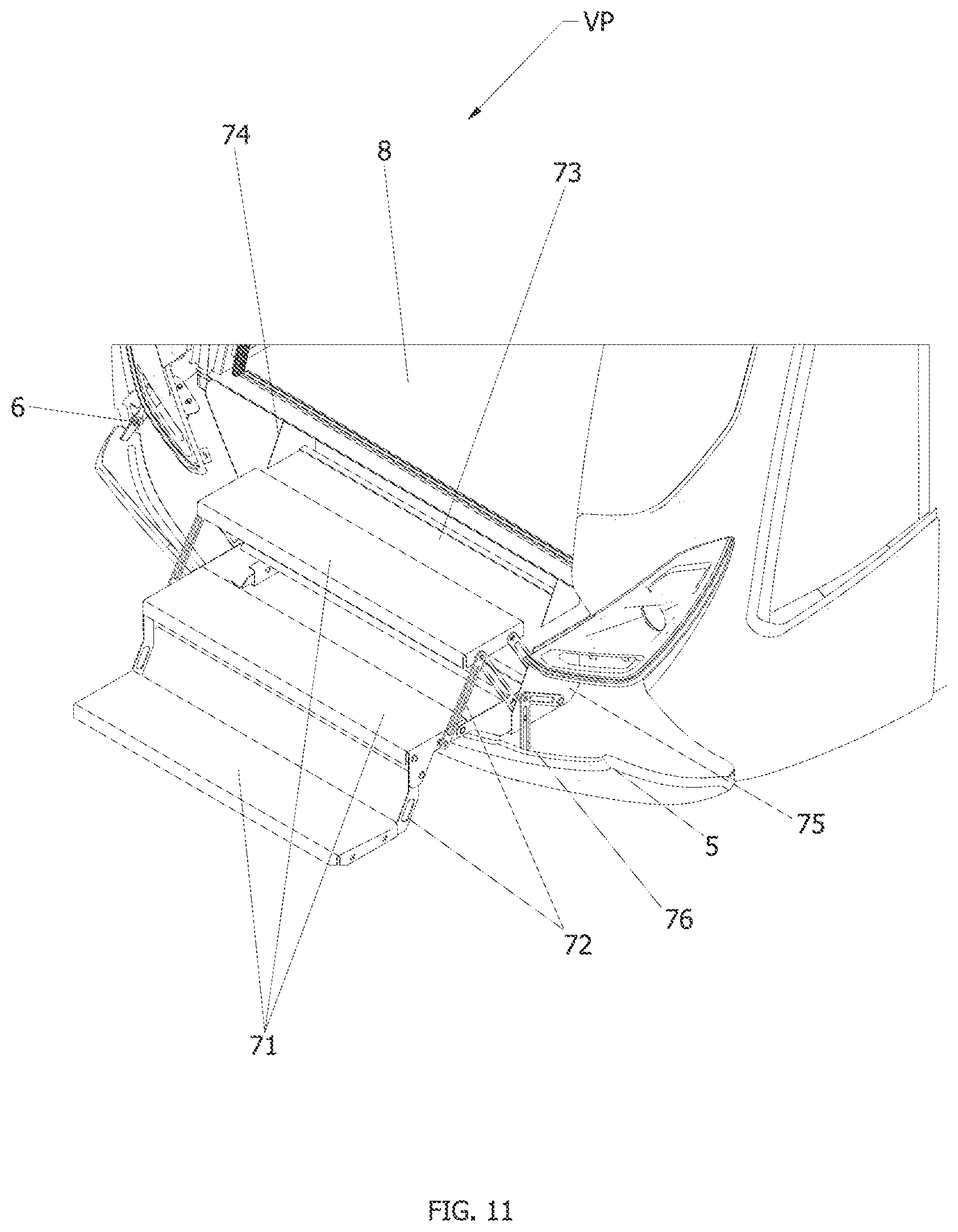 Patent US12479479 Figure 9 – Emergency front door for pneumatically-propelled vehicles on an elevated track