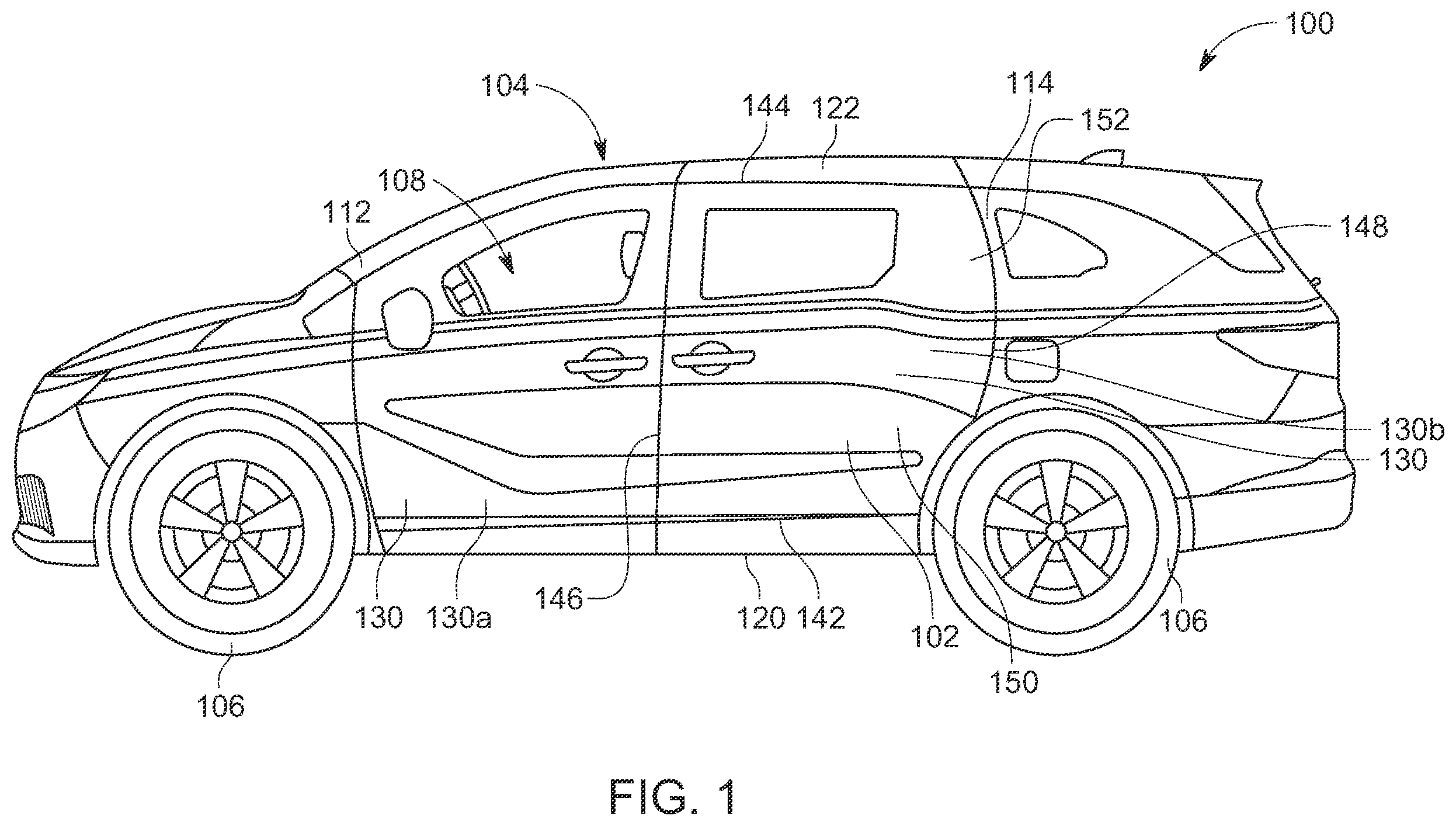 Patent US12479507 Figure 1 – Side structure for a vehicle