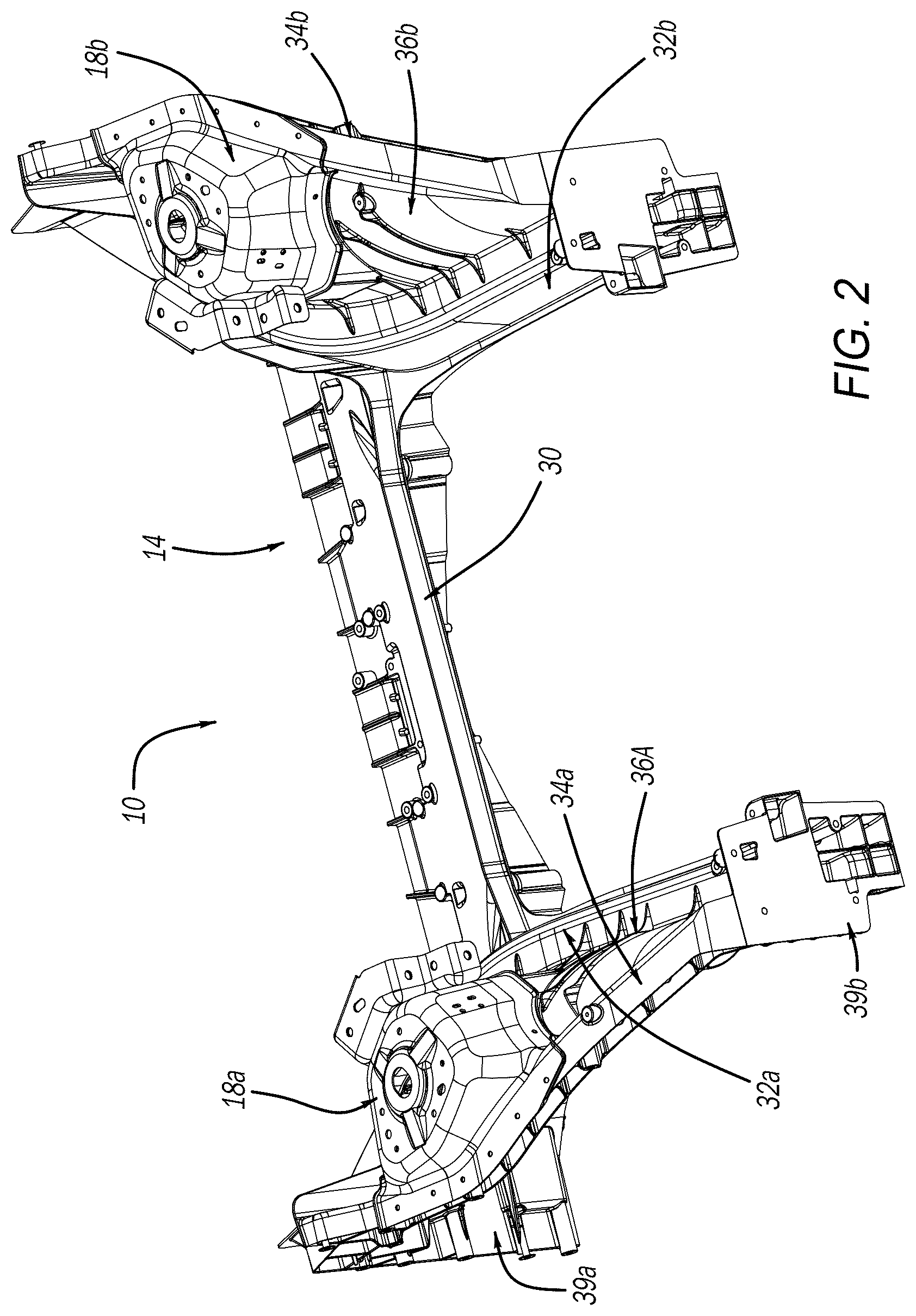 Patent US12479513 Figure 2 – Vehicle structural assembly having strut caps
