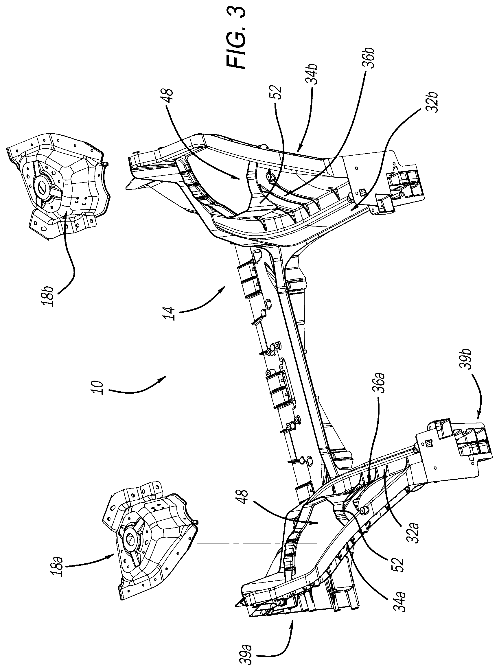 Patent US12479513 Figure 3 – Vehicle structural assembly having strut caps