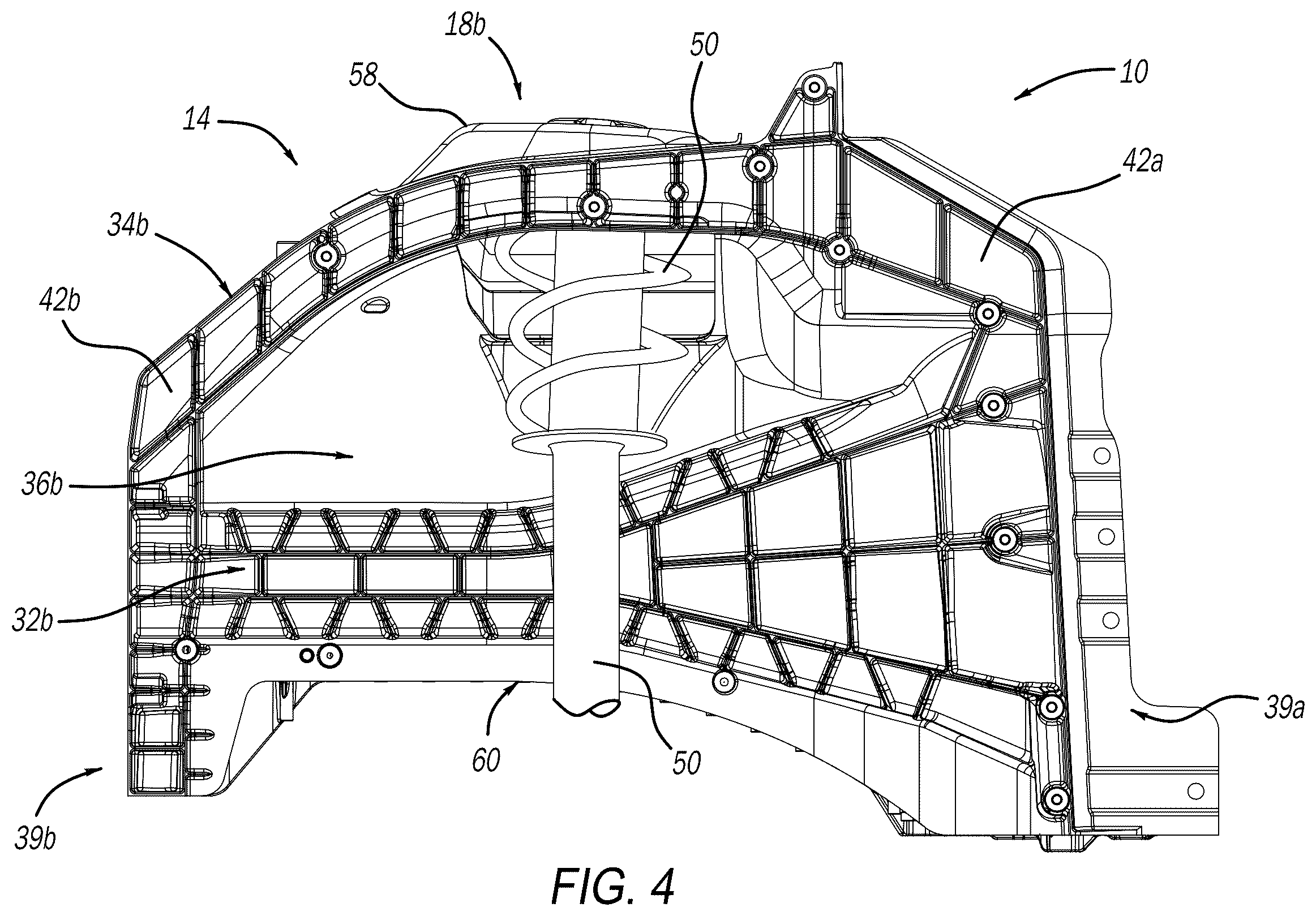 Patent US12479513 Figure 4 – Vehicle structural assembly having strut caps