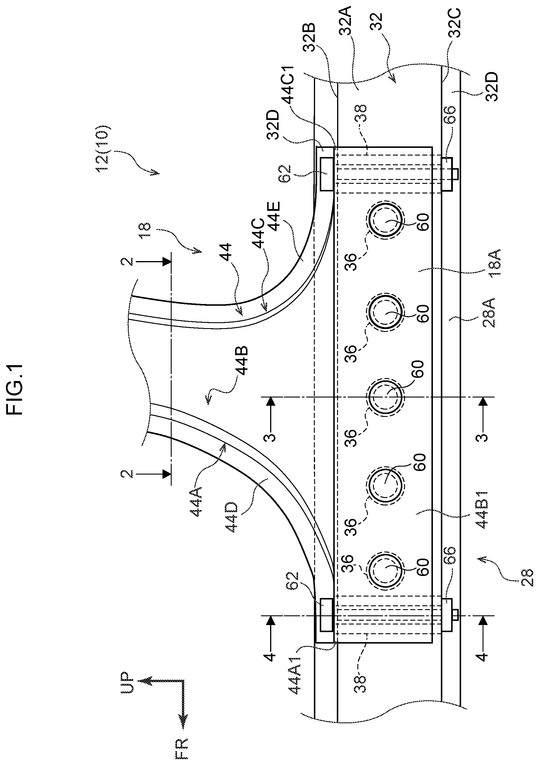 Patent US12479517 — Vehicle body structure — Figure 1