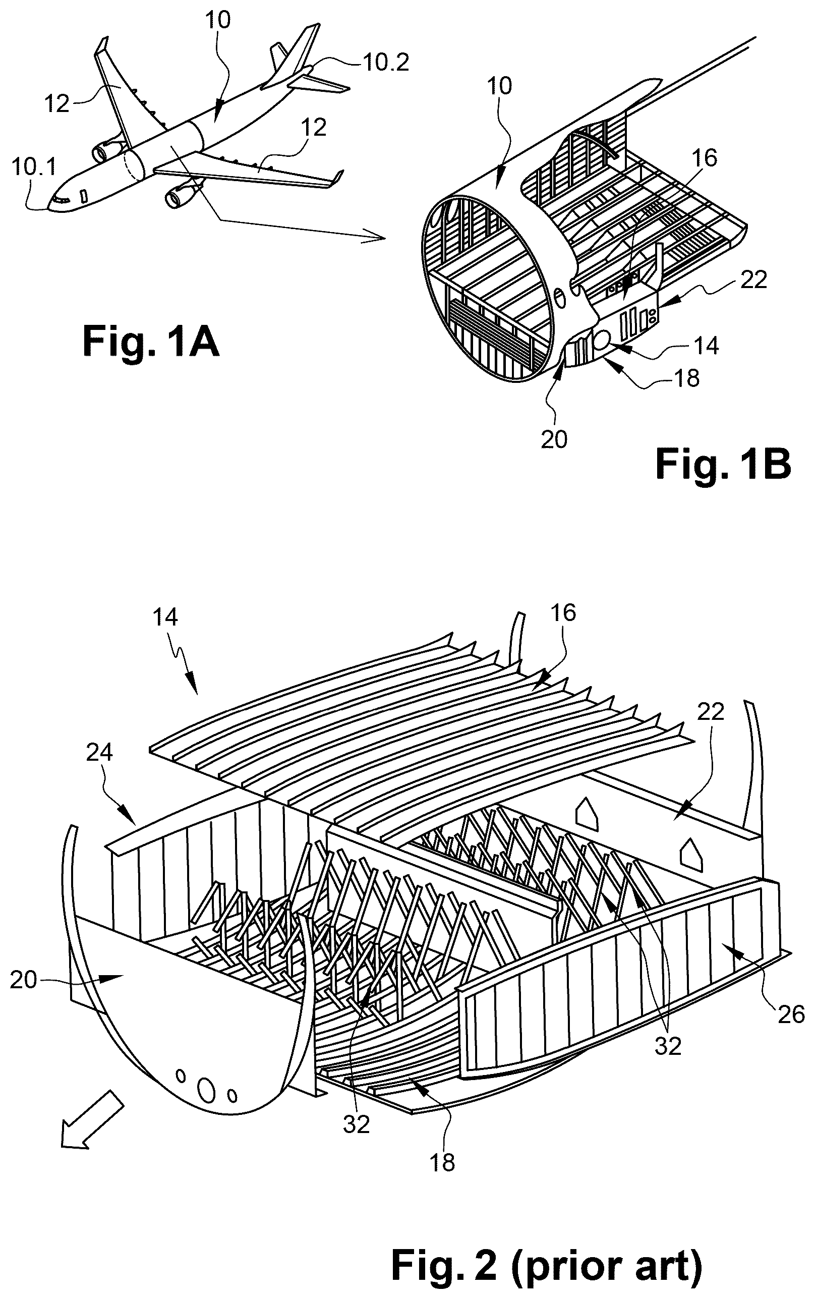 Patent US12479566 Figure 1 – Method for assembling an aircraft central wing box involving a step of fastening the equipment to at least one assembly support situated outside the central wing box