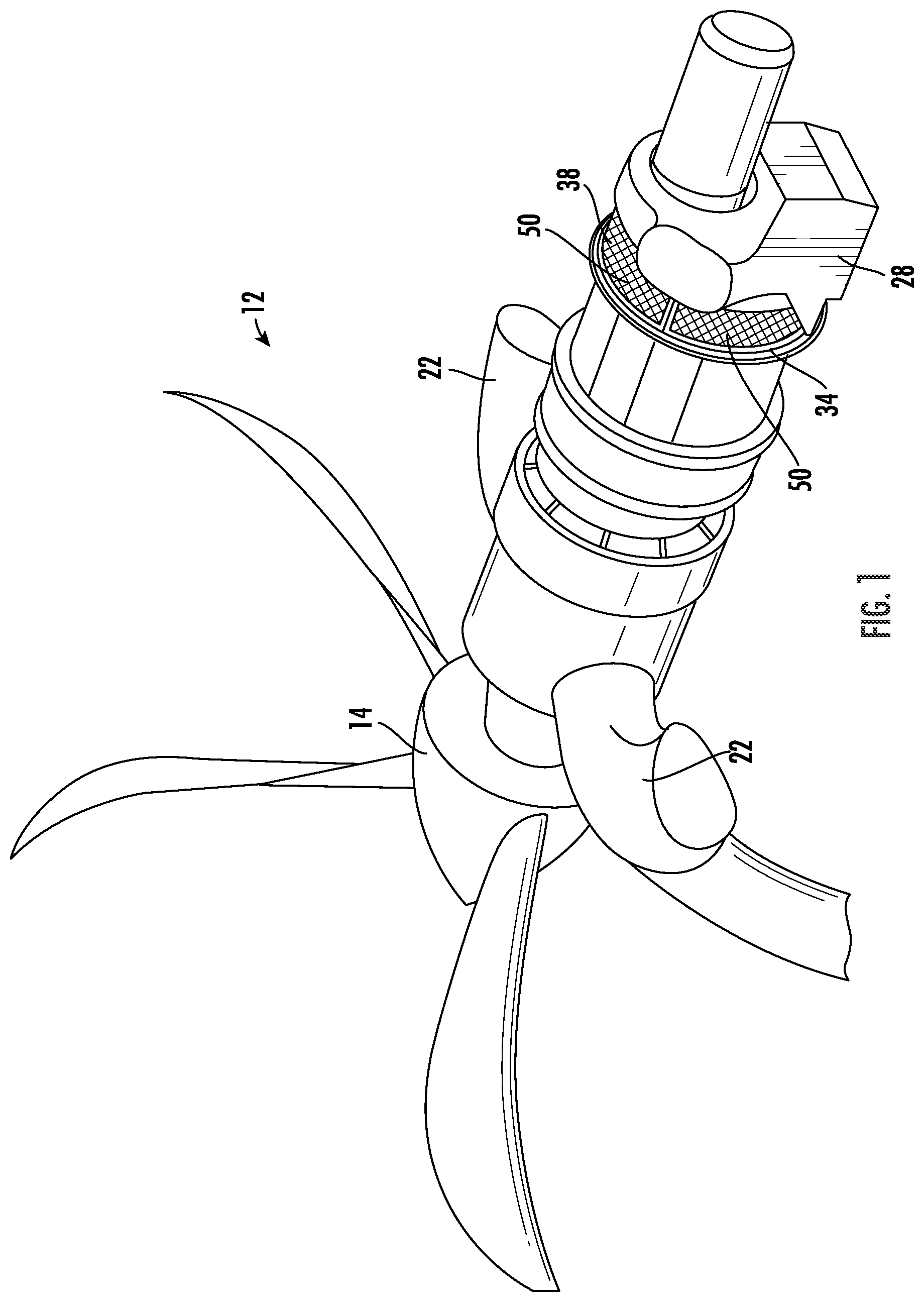 Patent US12479587 Figure 1 – Skeleton screen for an air intake portion of a machine