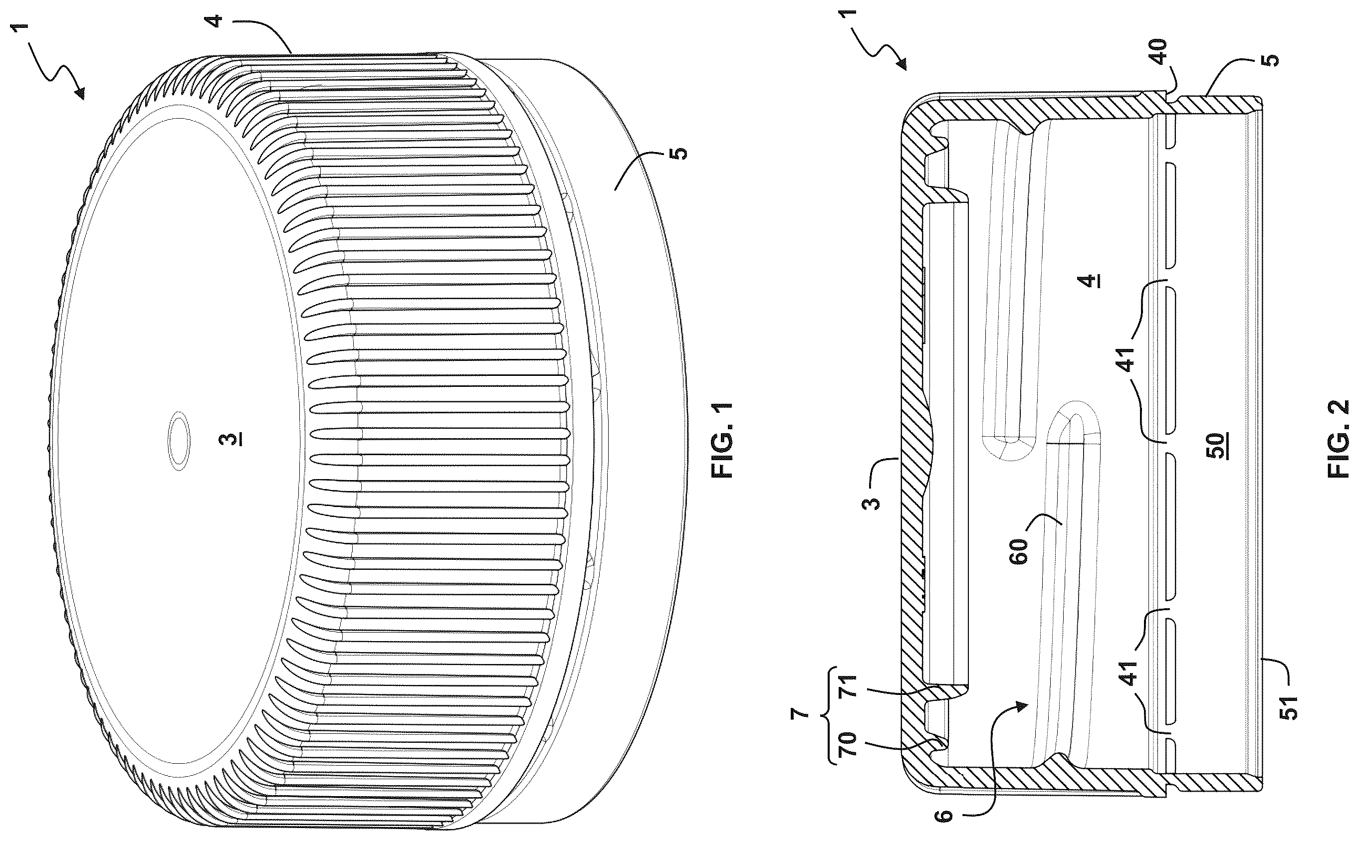 Patent US12479630 Figure 1 – Closures with tamper evidence
