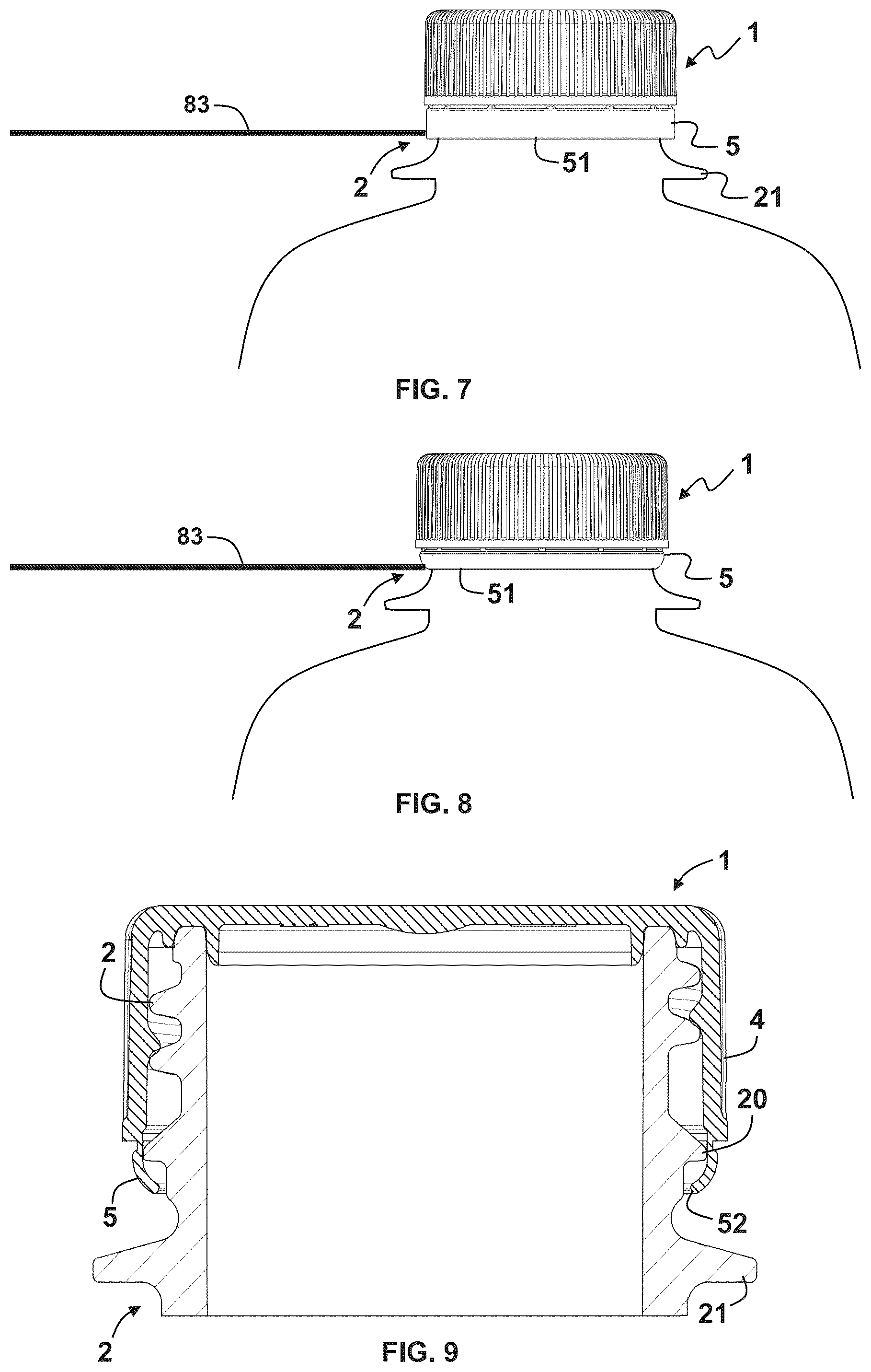 Patent US12479630 Figure 5 – Closures with tamper evidence