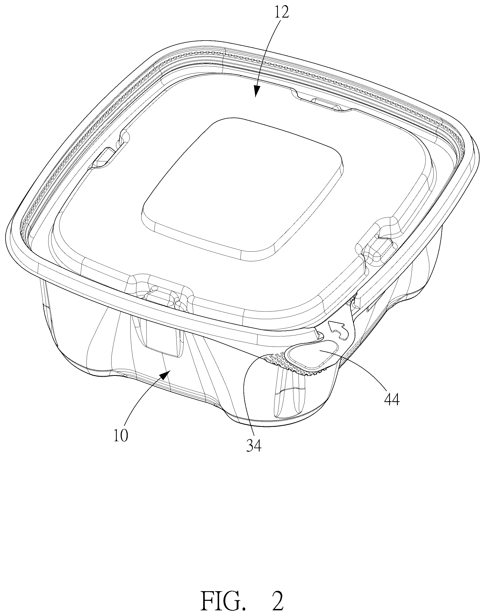 Patent US12479631 Figure 2 – Tamper evident container