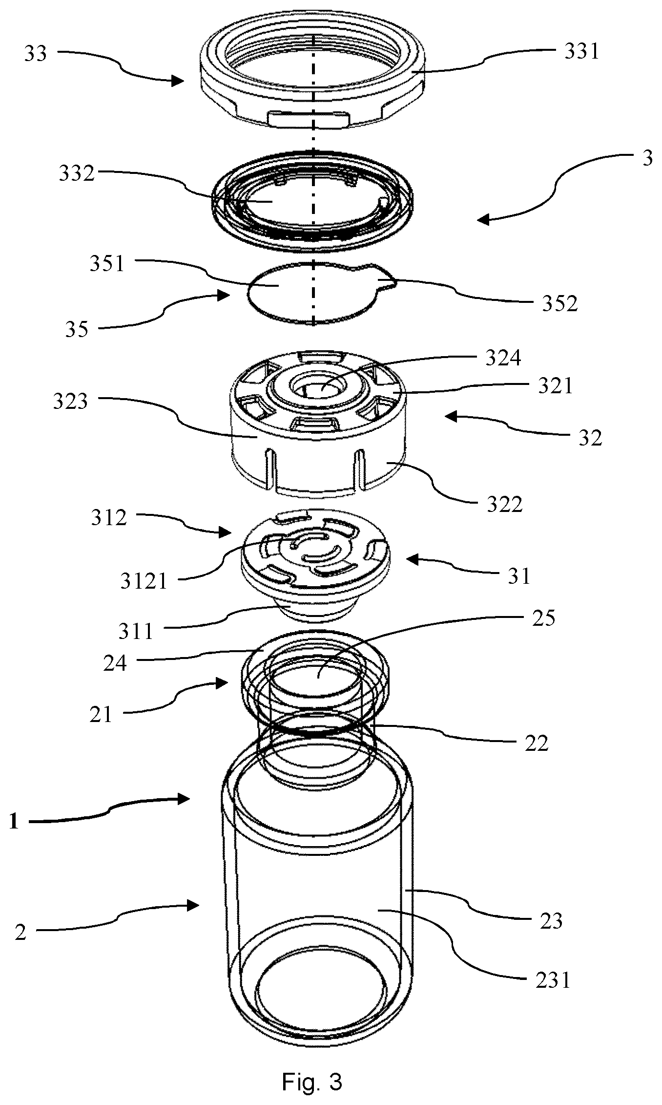 Patent US12479637 Figure 3 – Closure system and kit