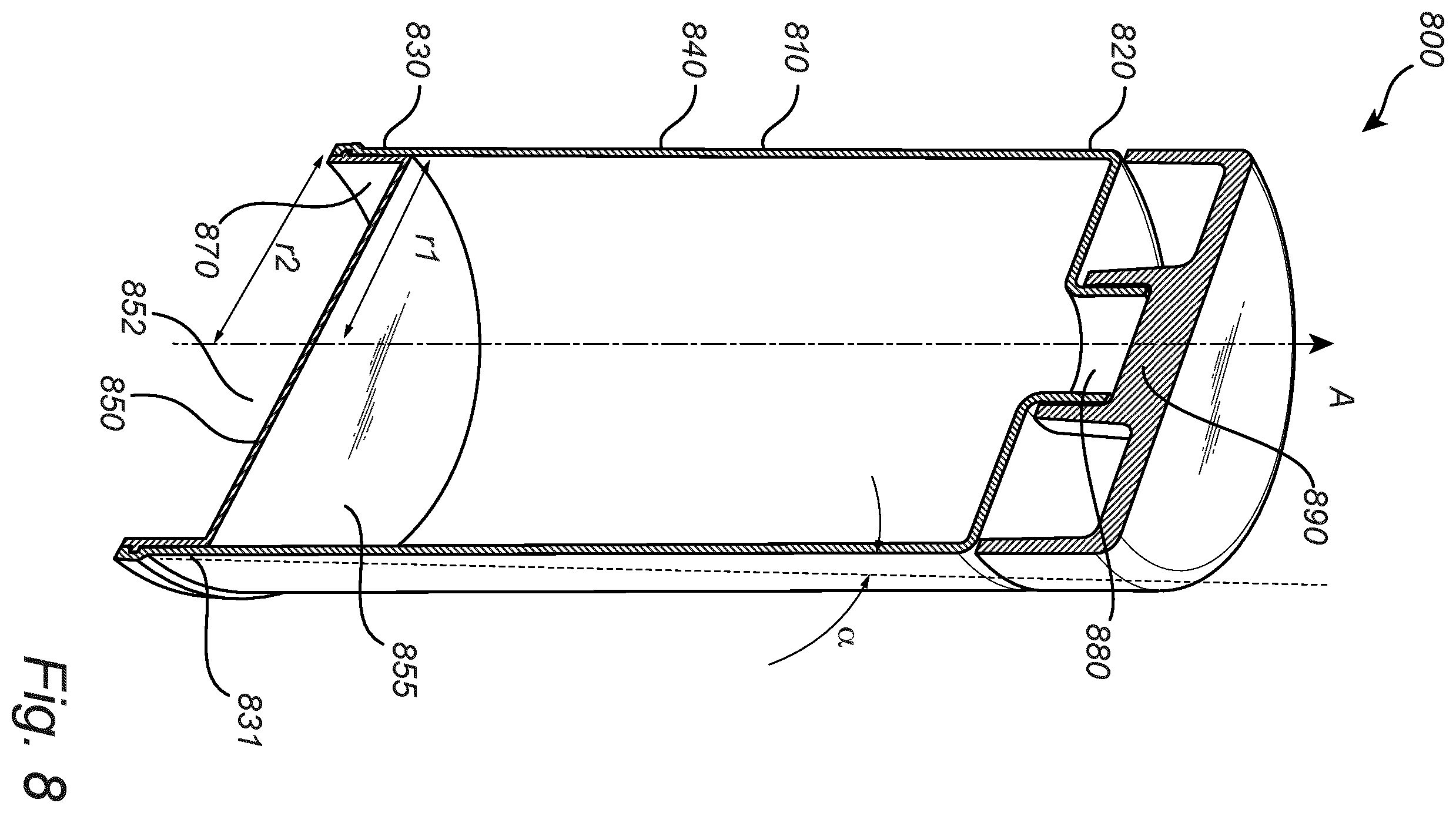 Patent US12479639 Figure 8 – Container