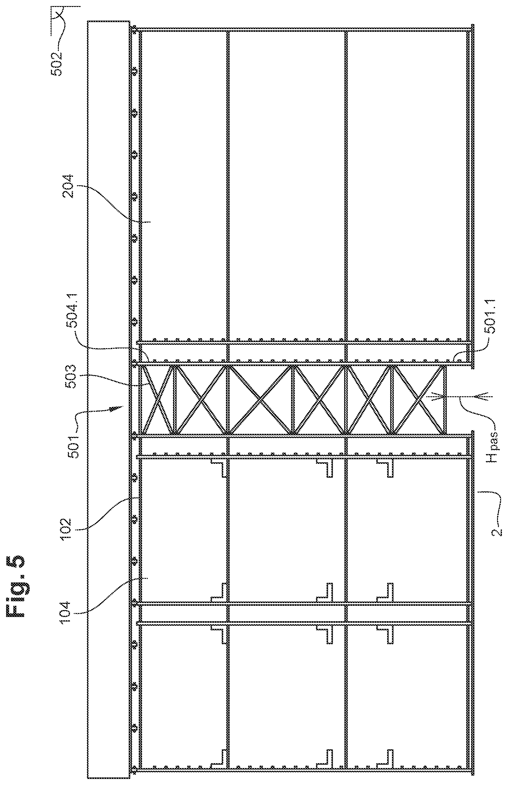 Patent US12479661 Figure 5 – Storage rack with improved capacity
