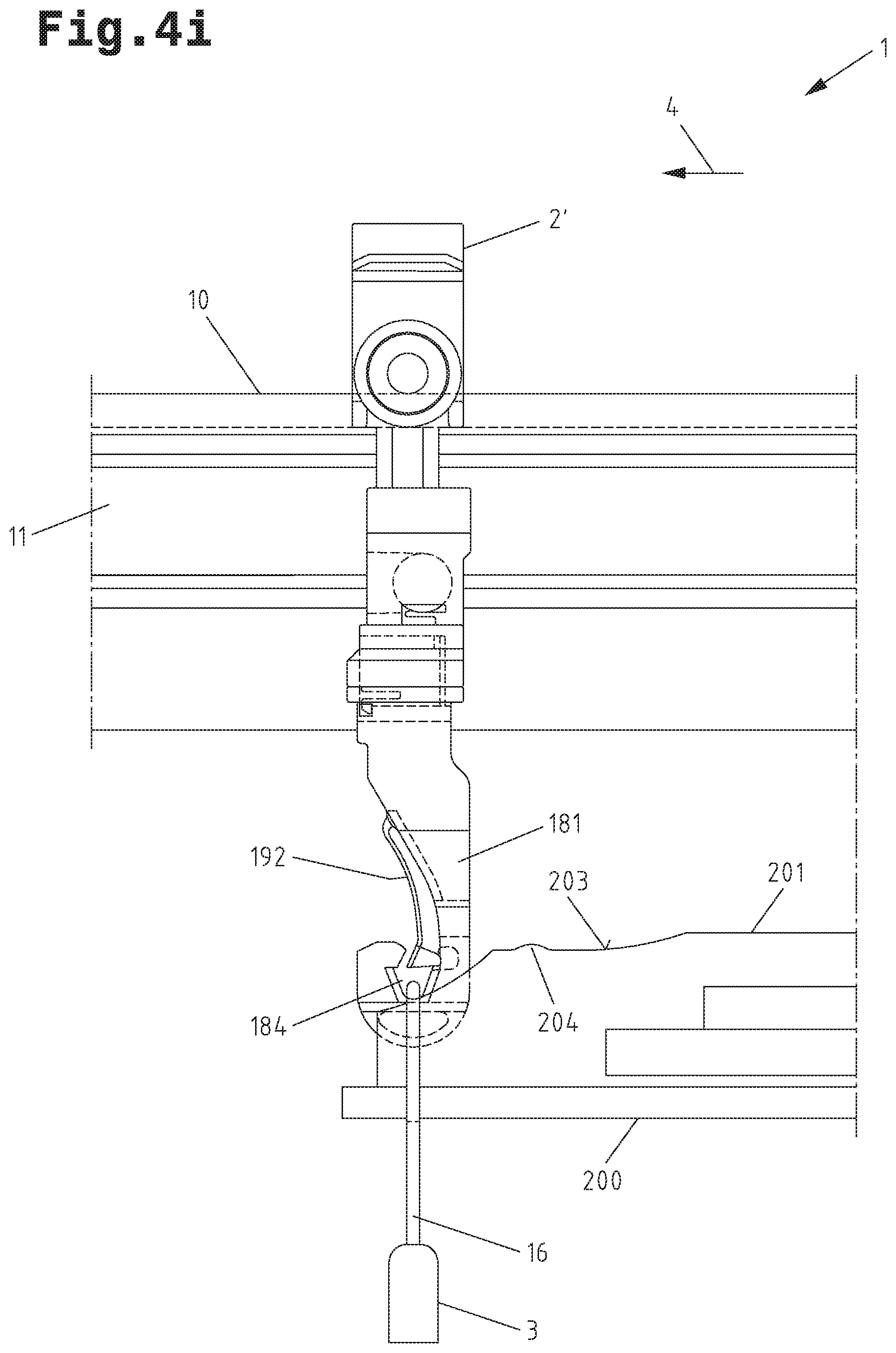 Patent US12479666 Figure 11 – Transport carrier system and overhead conveyor device comprising transport carriers for transporting suspended goods