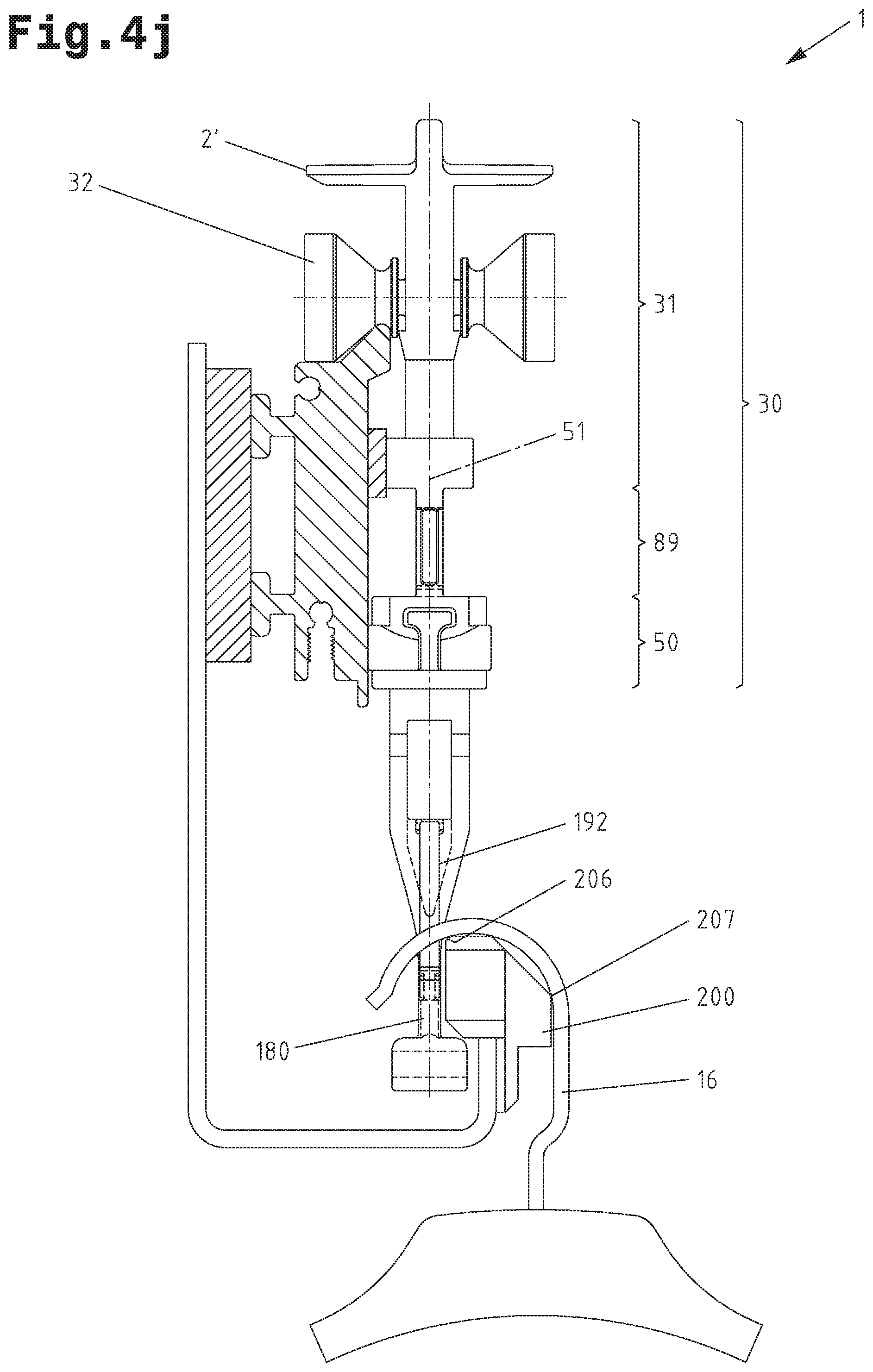 Patent US12479666 Figure 12 – Transport carrier system and overhead conveyor device comprising transport carriers for transporting suspended goods