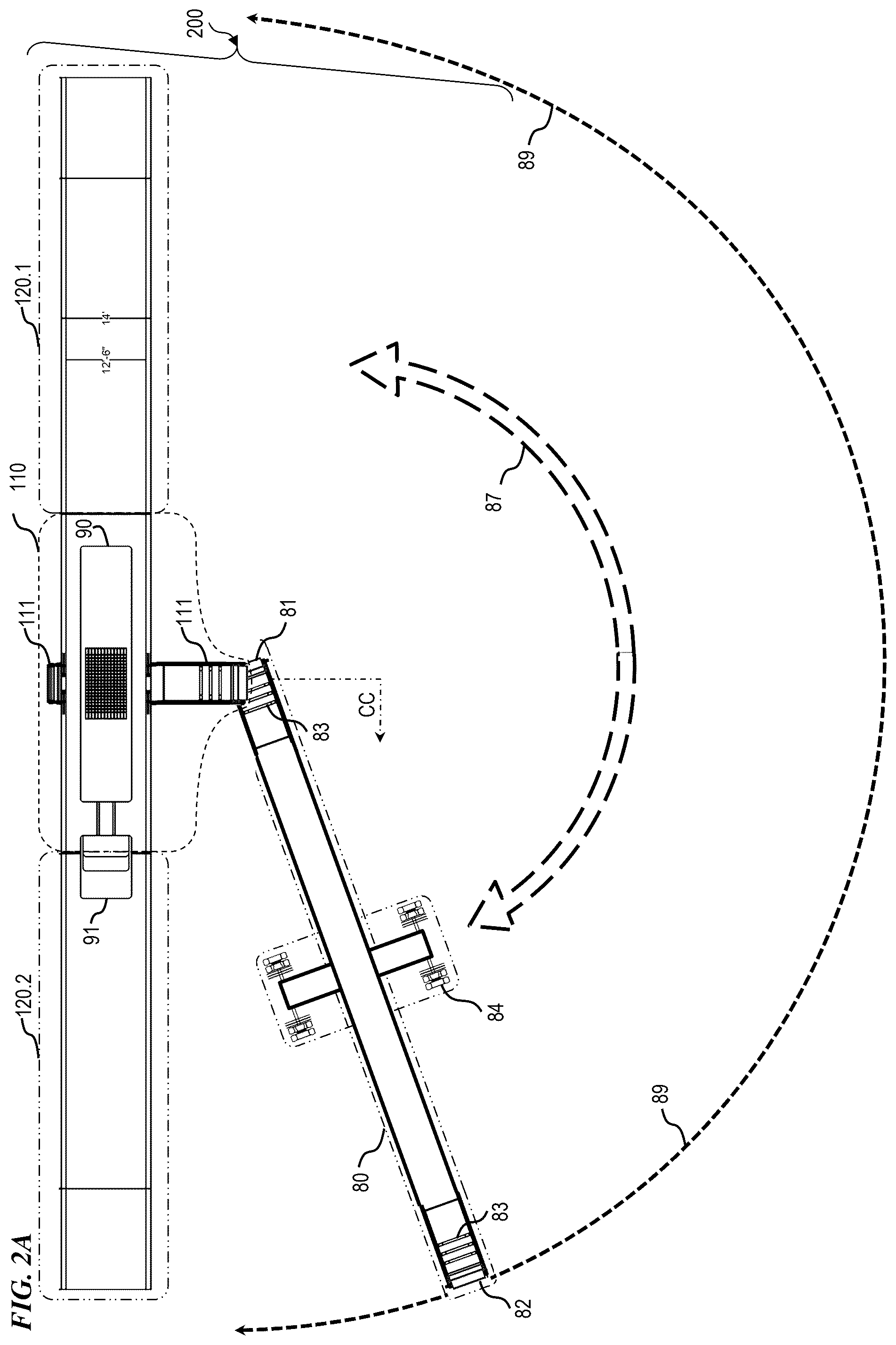 Patent US12479675 Figure 2 – Trailer-integrated drive-over sand-truck unloader system and method with safety features
