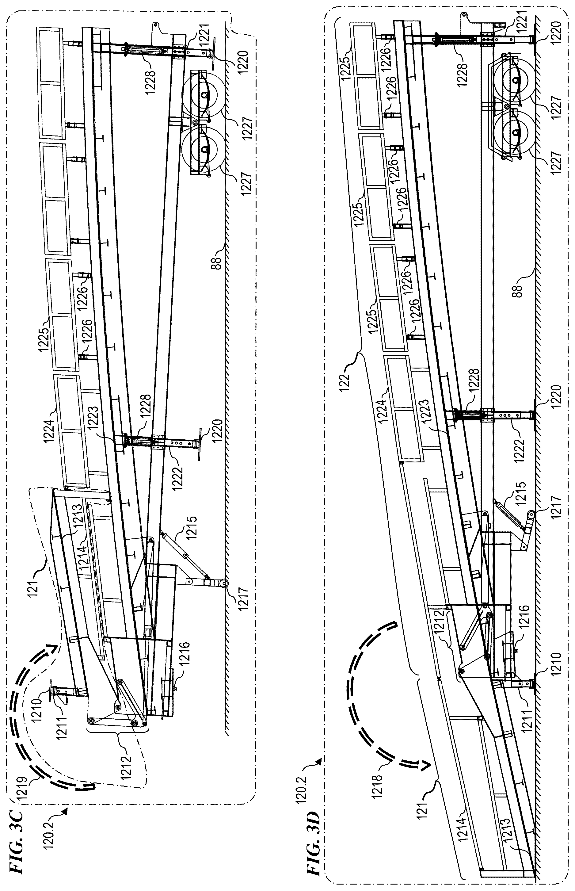 Patent US12479675 Figure 5 – Trailer-integrated drive-over sand-truck unloader system and method with safety features